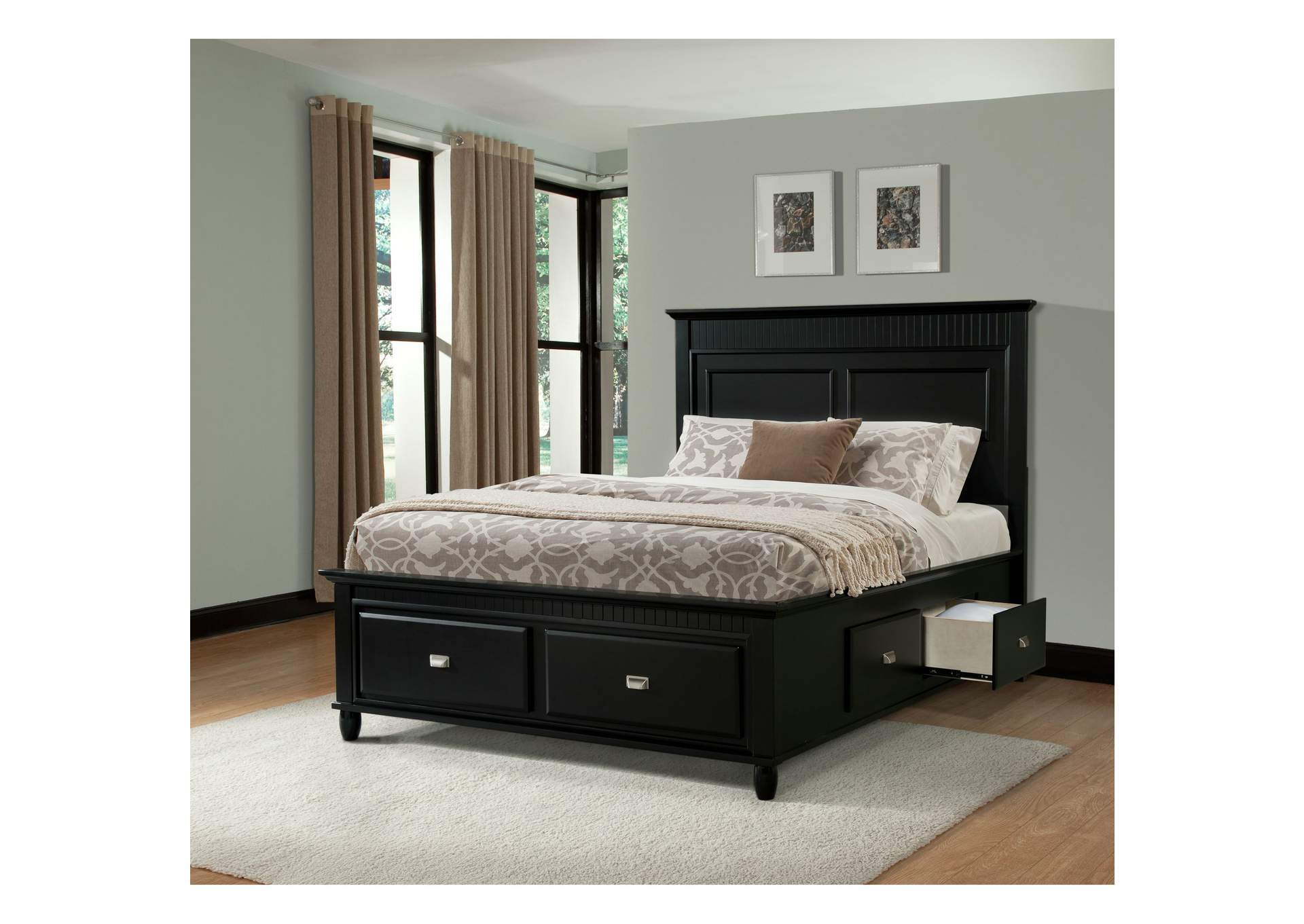 Spencer King Storage Bed Black,Elements
