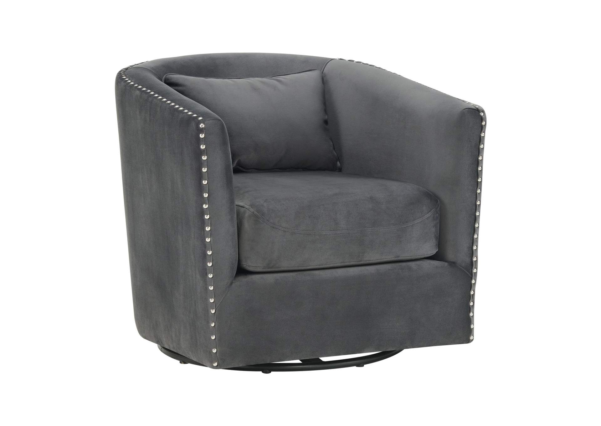 Stanton Swivel Chair In Royale Metal With Nails - 3A,Elements