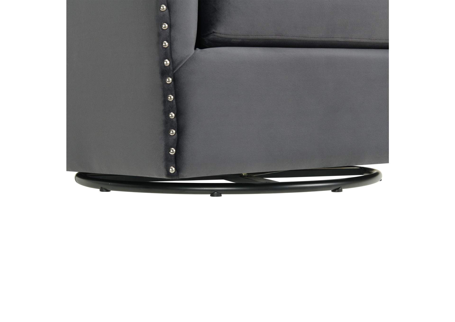 Stanton Swivel Chair In Royale Metal With Nails - 3A,Elements