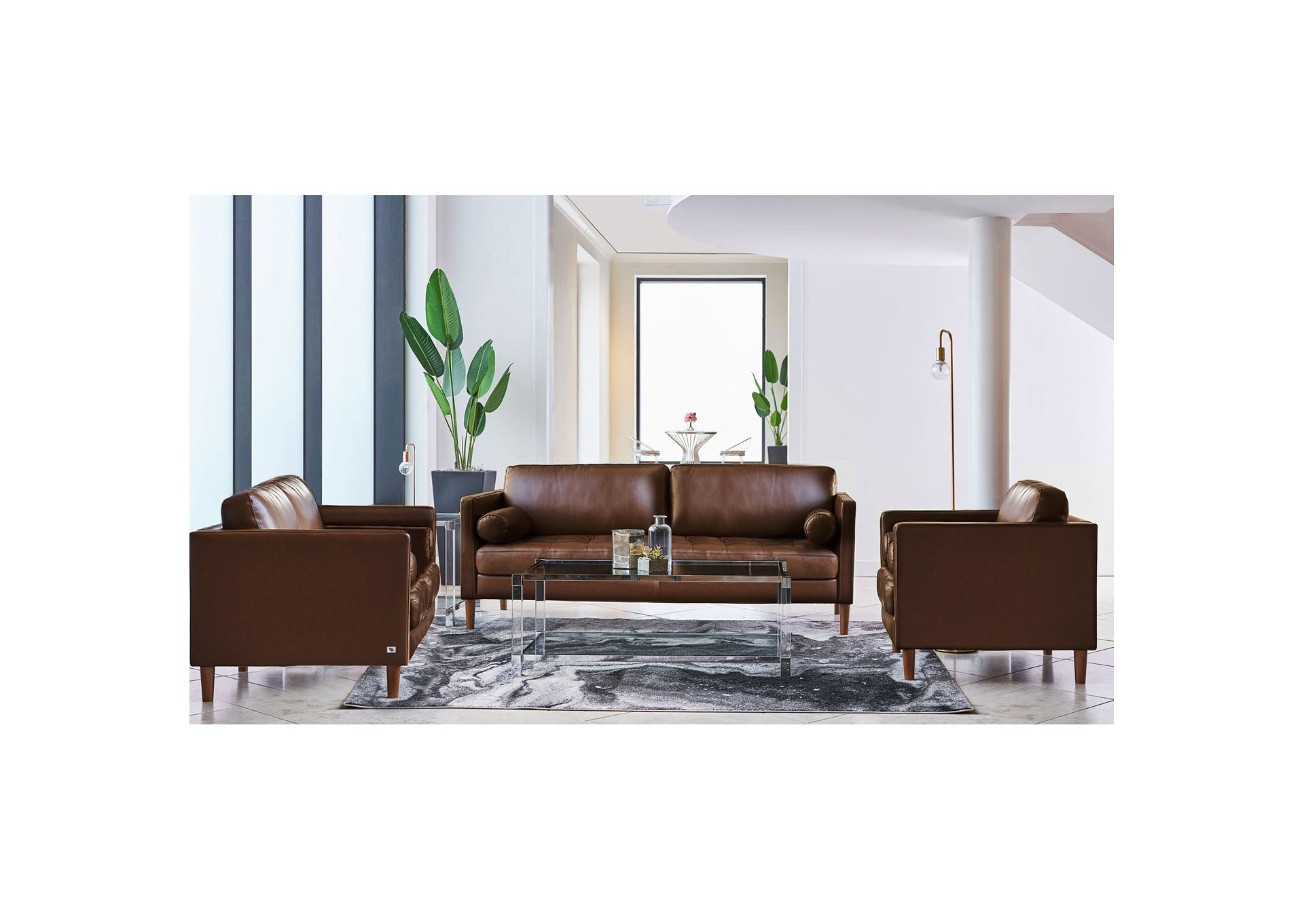 Stockholm Loveseat In Fiero Chestnut Top Grain - Pvc,Elements