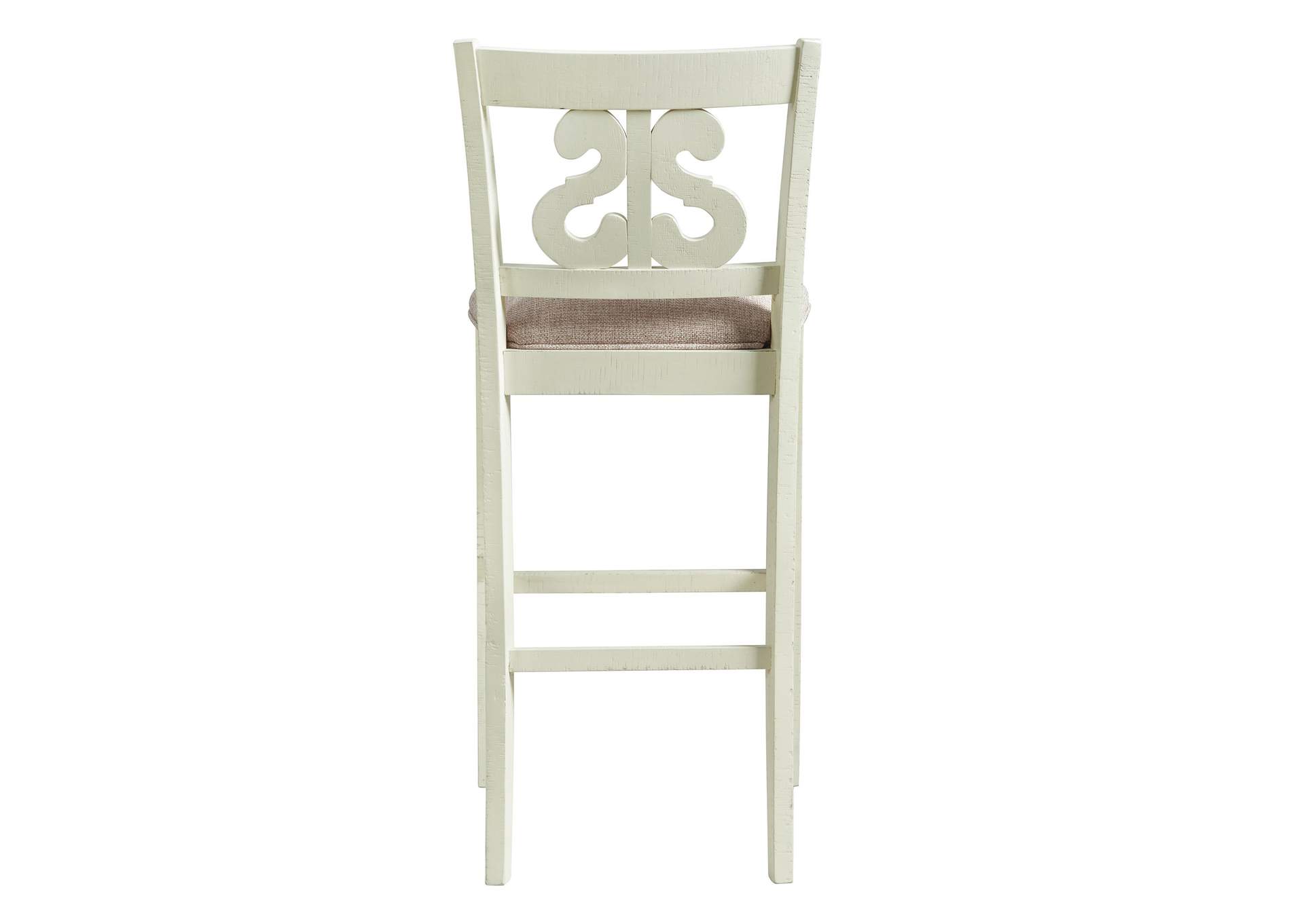 Stone 30 Bar Scroll Back Stool With Fabric Seat In White 2 Per Carton,Elements
