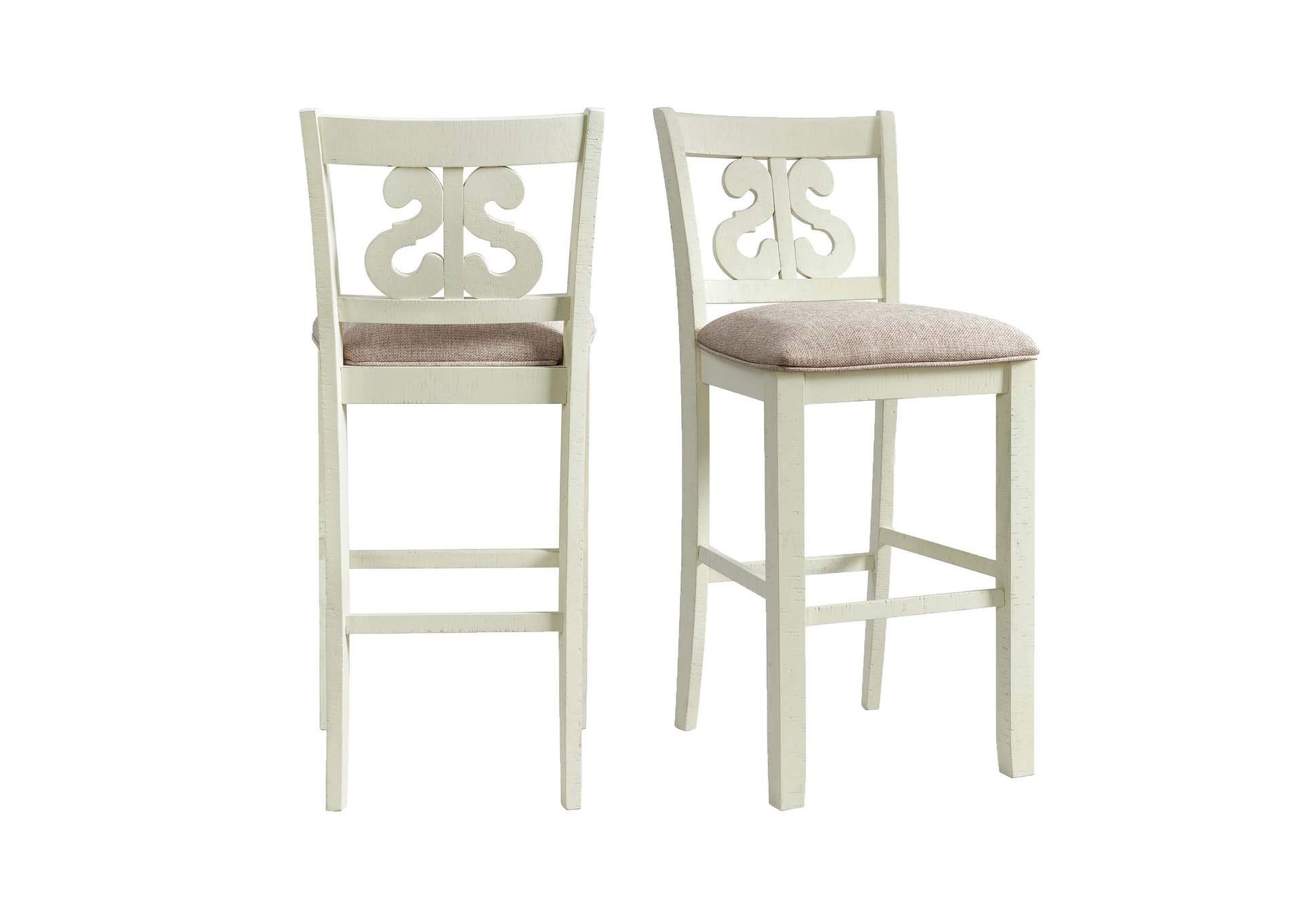 Stone 30 Bar Scroll Back Stool With Fabric Seat In White 2 Per Carton,Elements