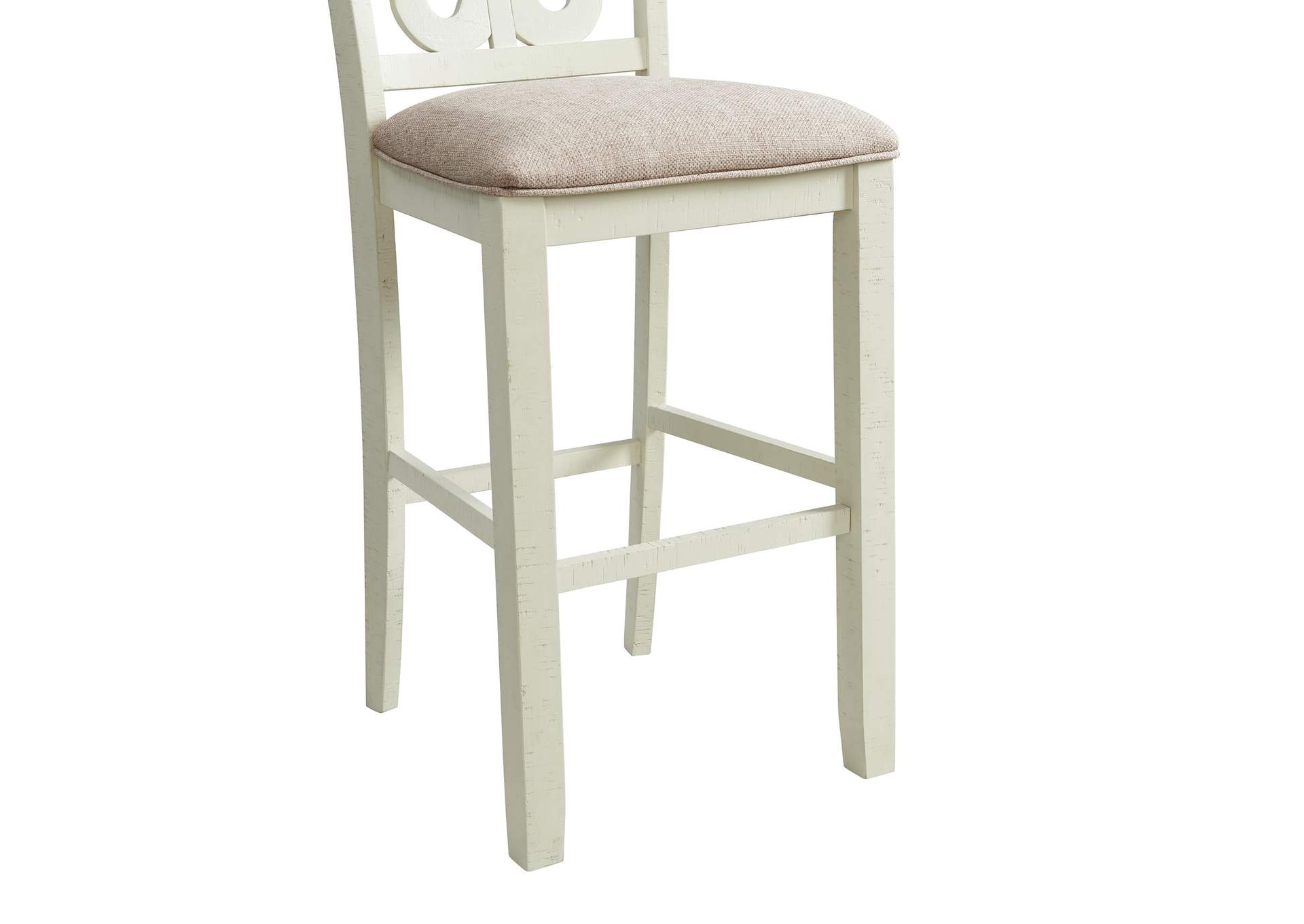 Stone 30 Bar Scroll Back Stool With Fabric Seat In White 2 Per Carton,Elements