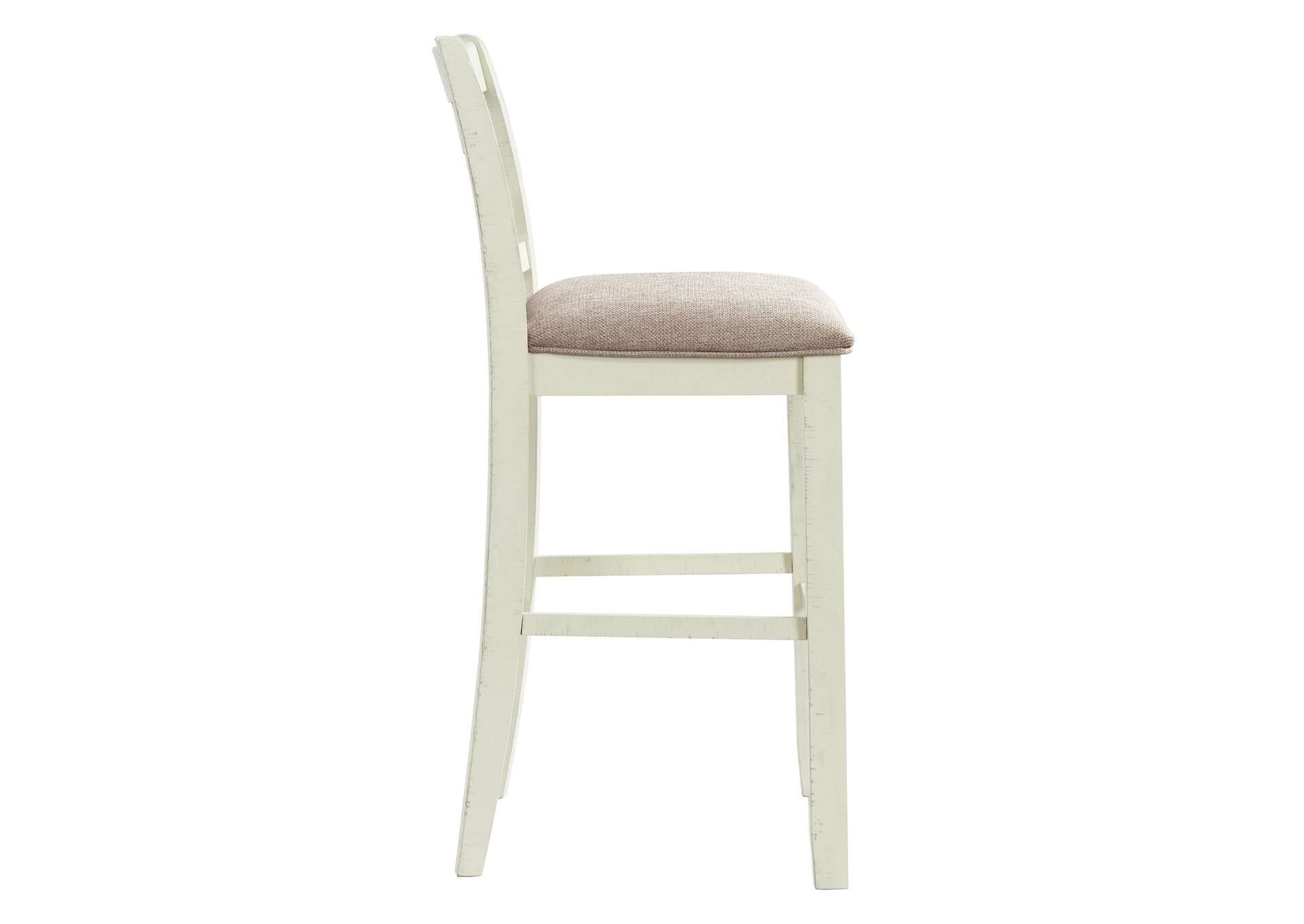 Stone 30 Bar Scroll Back Stool With Fabric Seat In White 2 Per Carton,Elements