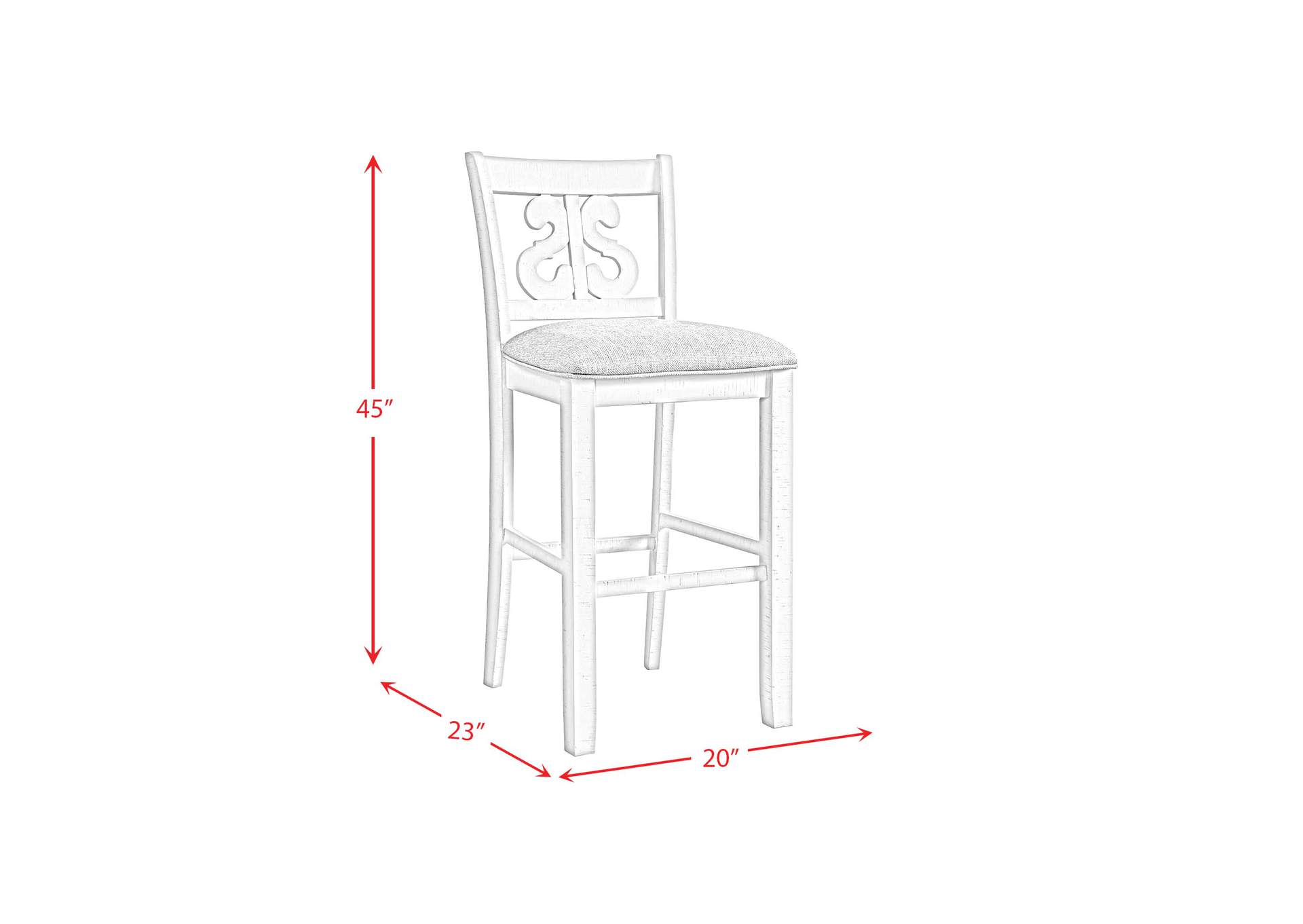Stone 30 Bar Scroll Back Stool With Fabric Seat In White 2 Per Carton,Elements