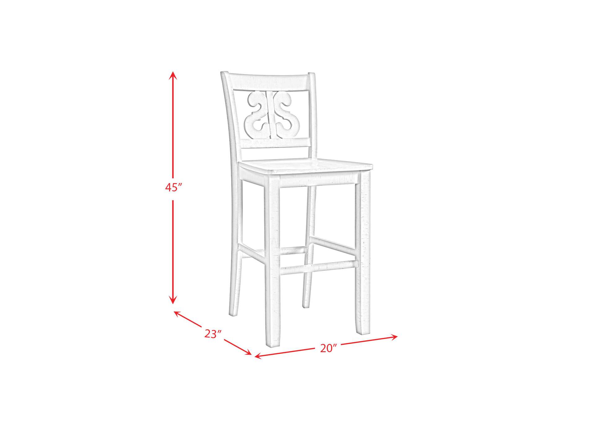 Stone 30 Bar Scroll Back Stool With Wood Seat In White 2 Per Carton,Elements