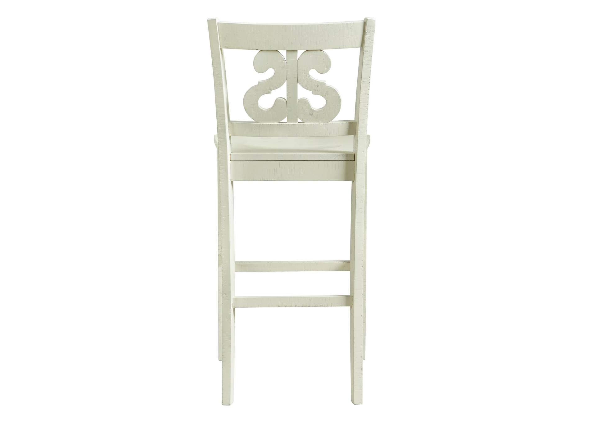 Stone 30 Bar Scroll Back Stool With Wood Seat In White 2 Per Carton,Elements