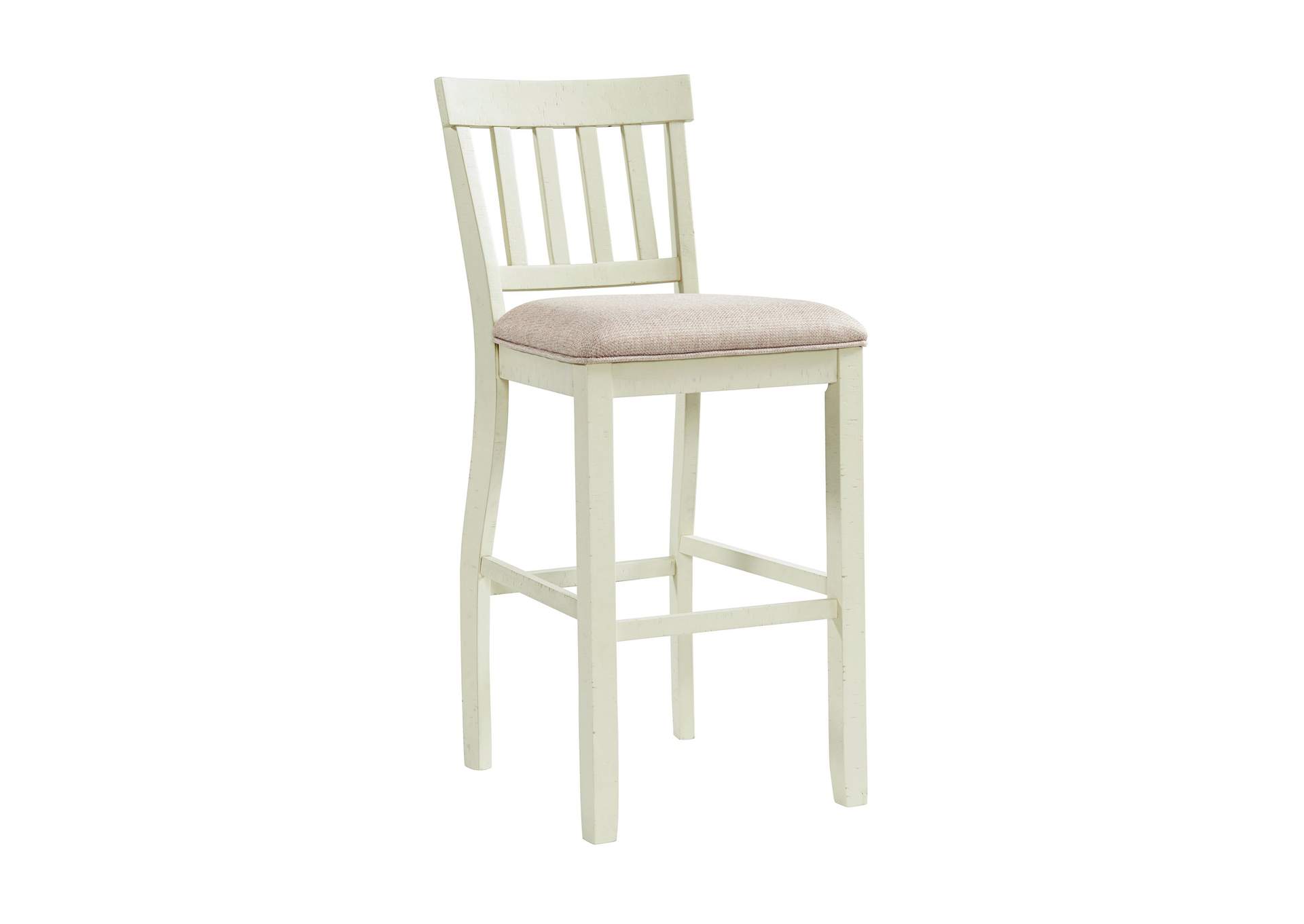 Stone 30 Bar Slat Back Stool With Fabric Seat In White 2 Per Carton,Elements
