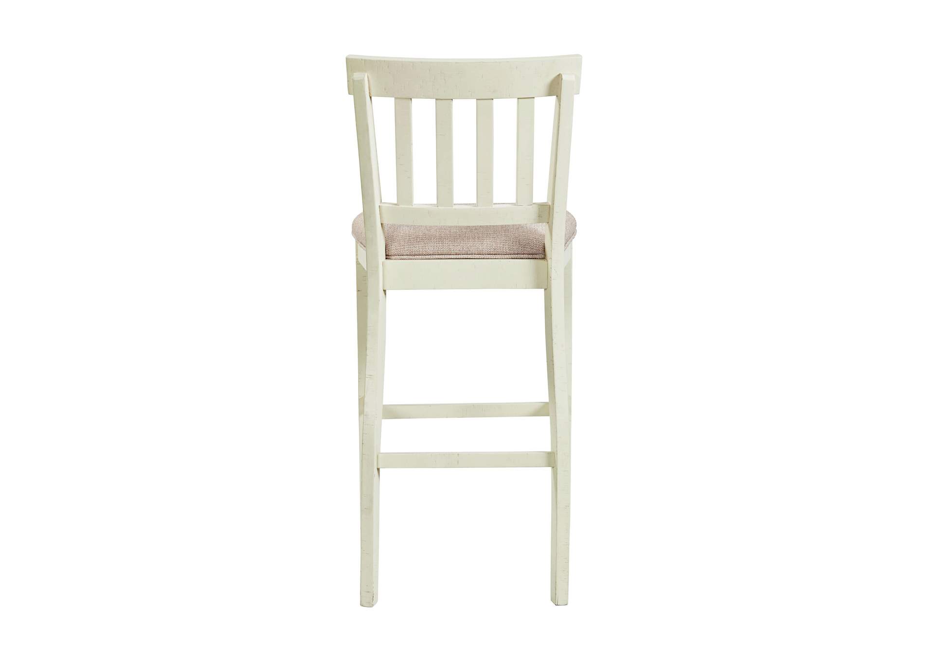 Stone 30 Bar Slat Back Stool With Fabric Seat In White 2 Per Carton,Elements