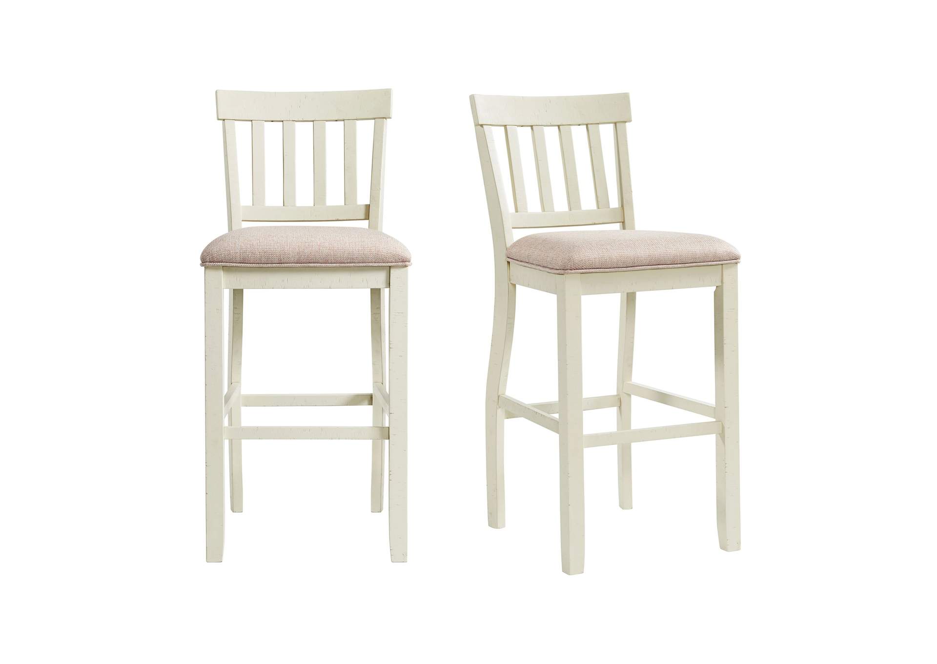 Stone 30 Bar Slat Back Stool With Fabric Seat In White 2 Per Carton,Elements