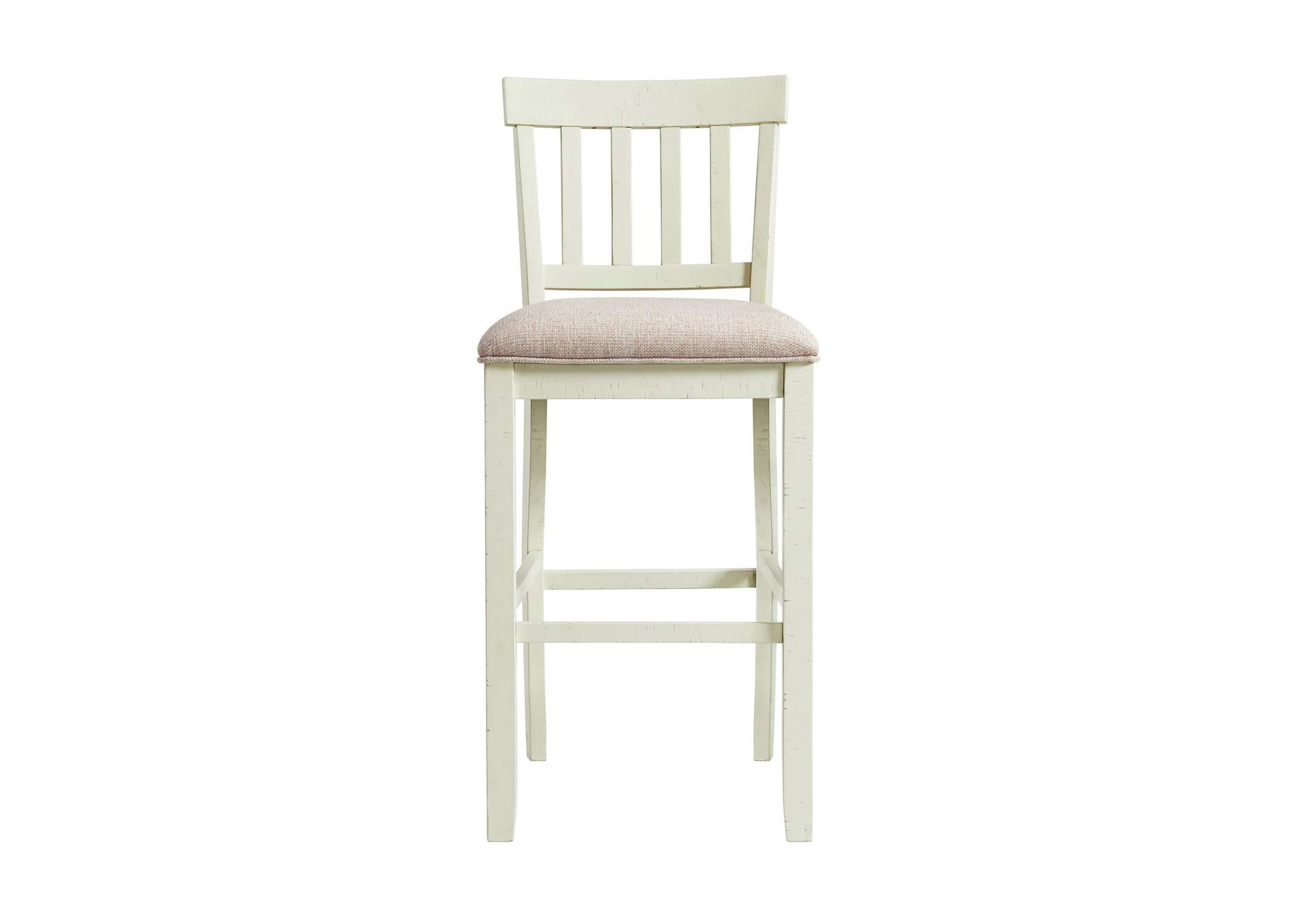 Stone 30 Bar Slat Back Stool With Fabric Seat In White 2 Per Carton,Elements