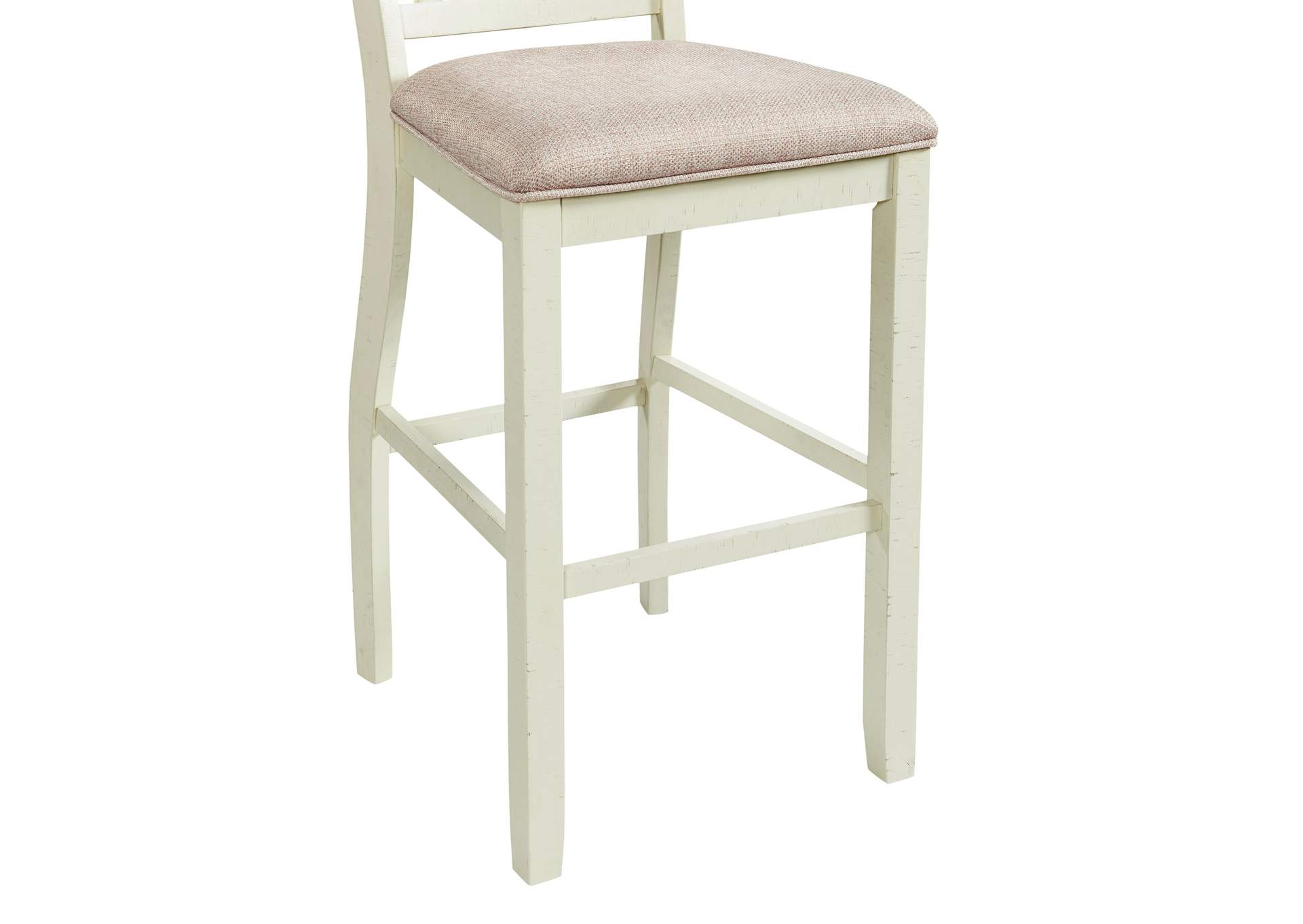 Stone 30 Bar Slat Back Stool With Fabric Seat In White 2 Per Carton,Elements