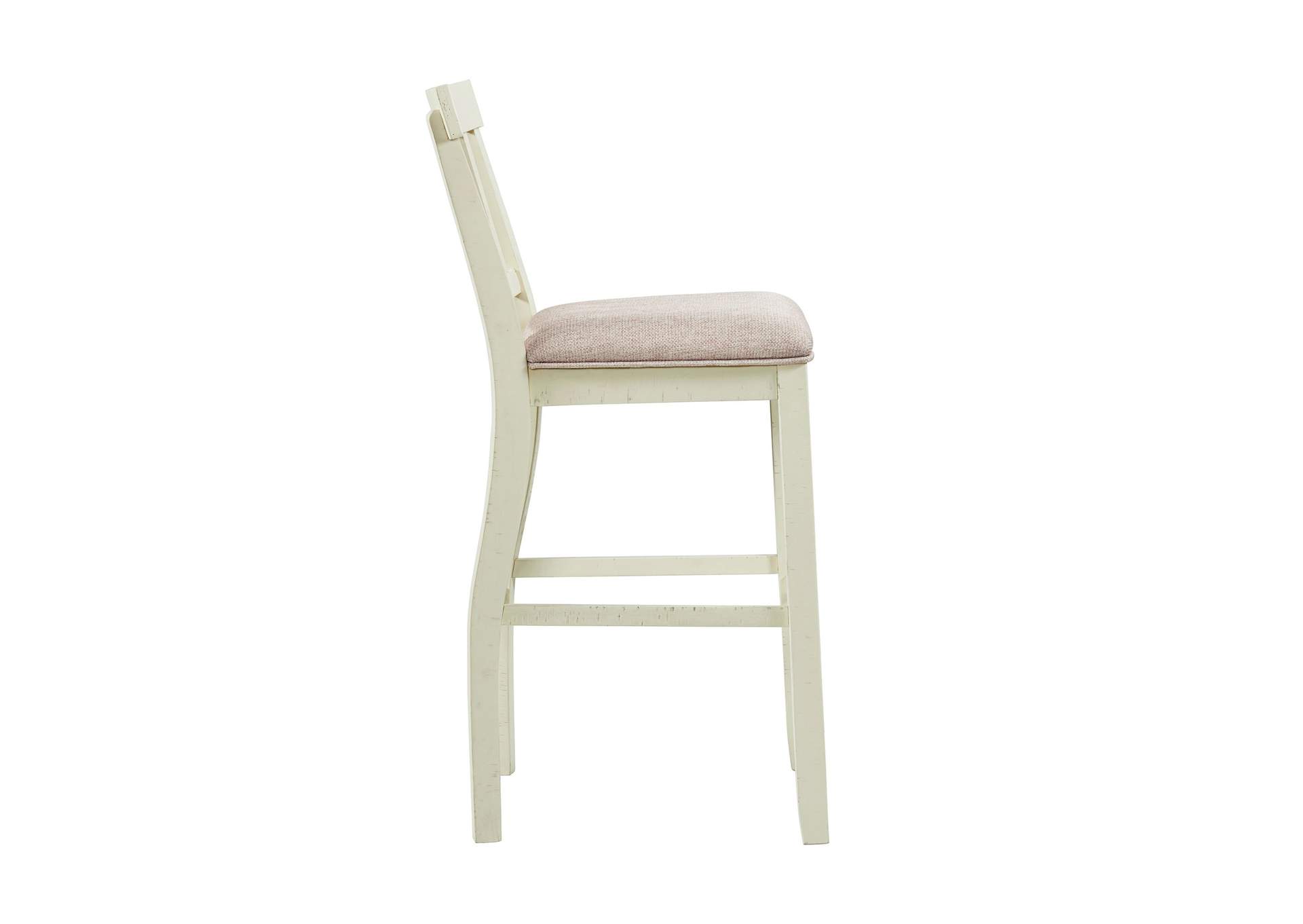 Stone 30 Bar Slat Back Stool With Fabric Seat In White 2 Per Carton,Elements