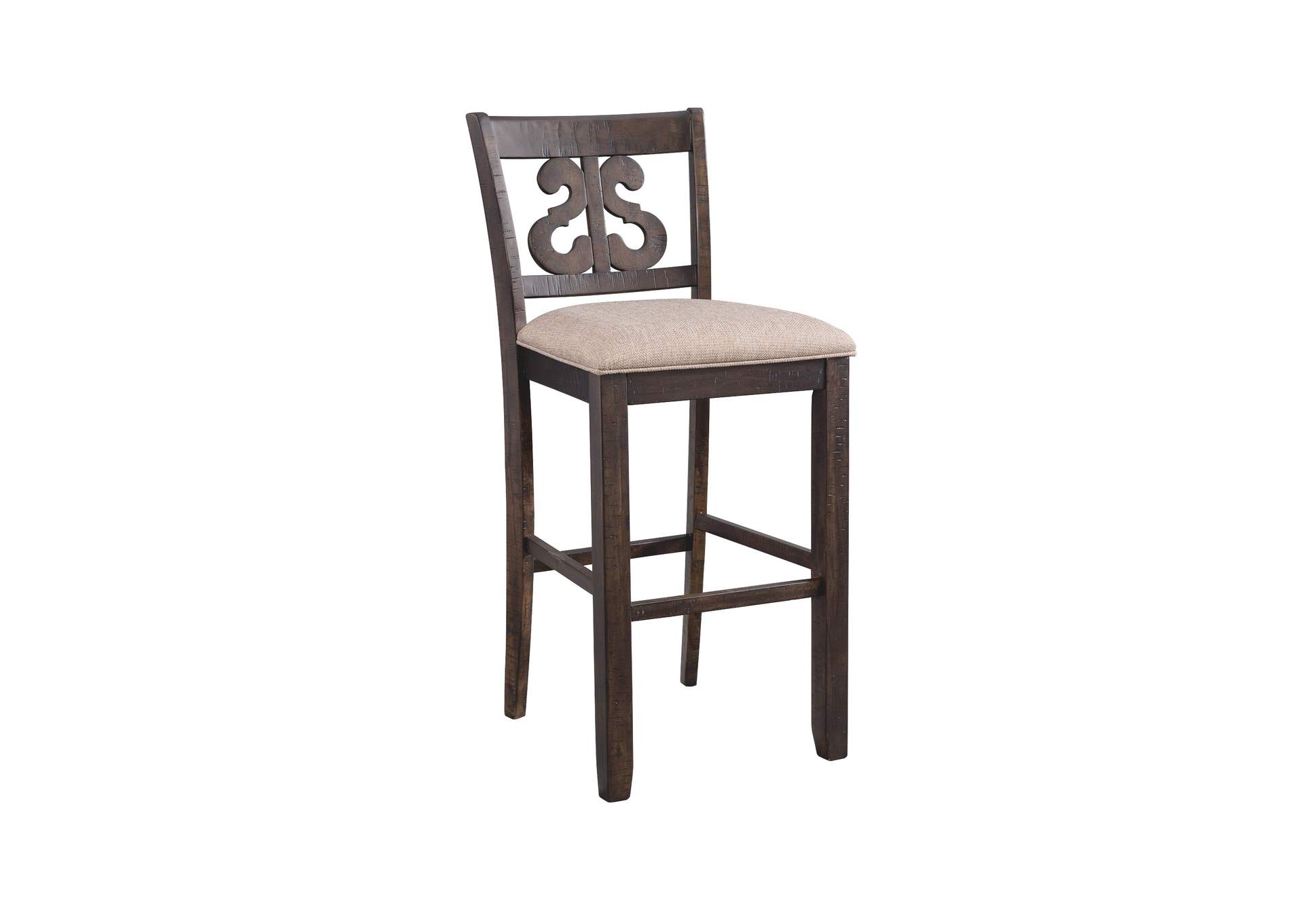 Stone 30 Bar Scroll Back Stool With Fabric Seat Charcoal 2 Per Carton,Elements
