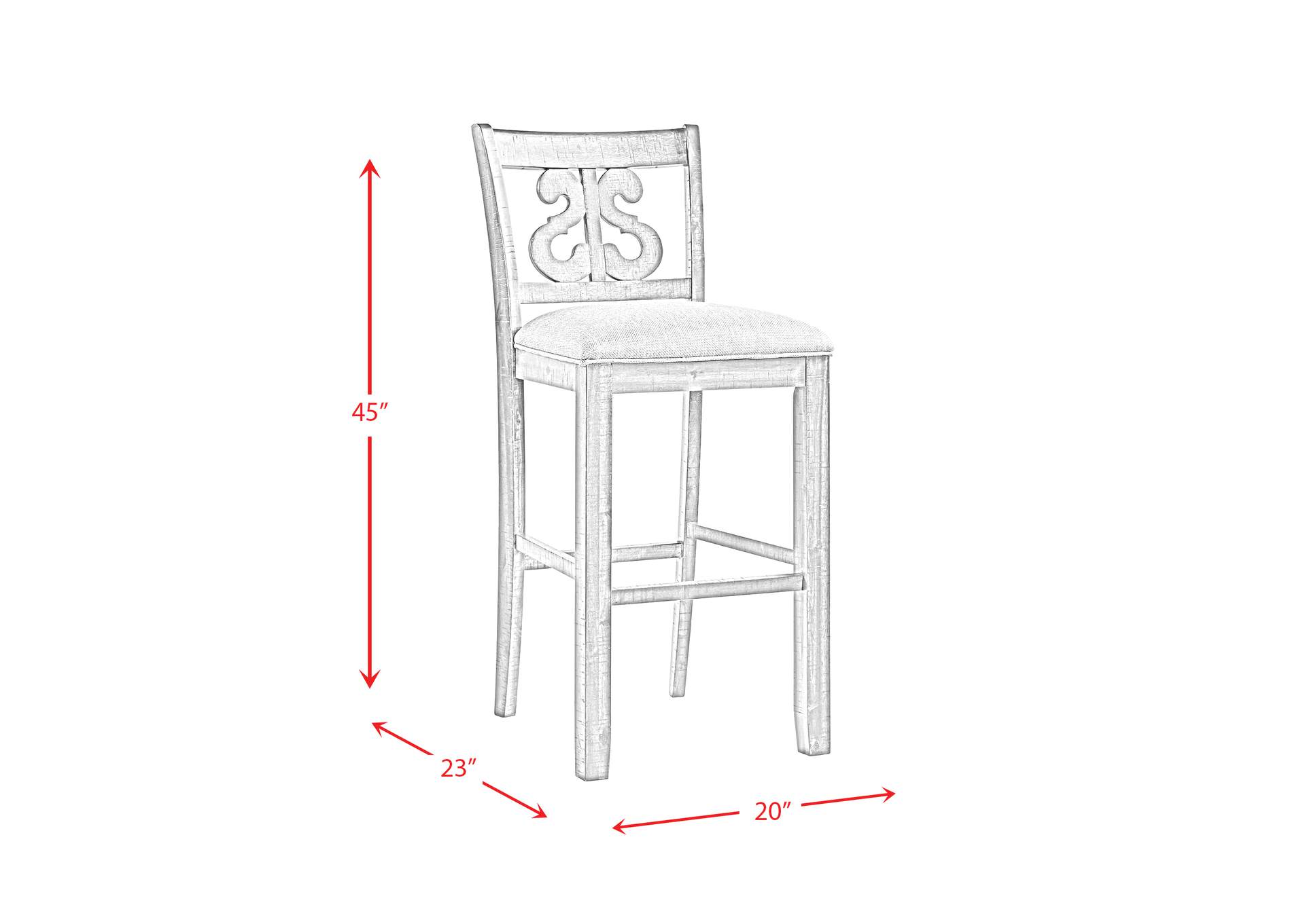 Stone 30 Bar Scroll Back Stool With Fabric Seat Charcoal 2 Per Carton,Elements