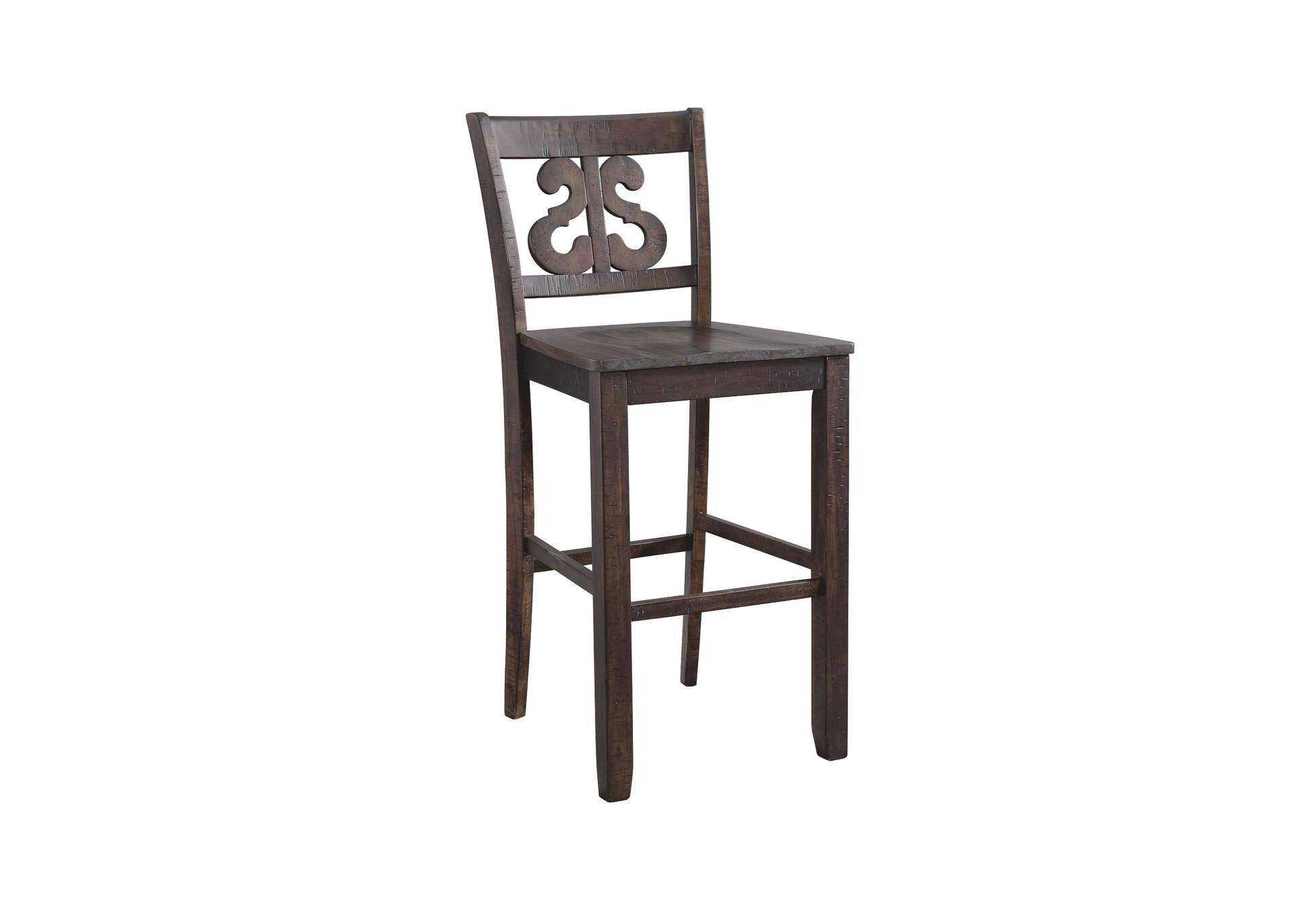 Stone 30 Bar Scroll Back Stool With Wood Seat Charcoal 2 Per Carton,Elements