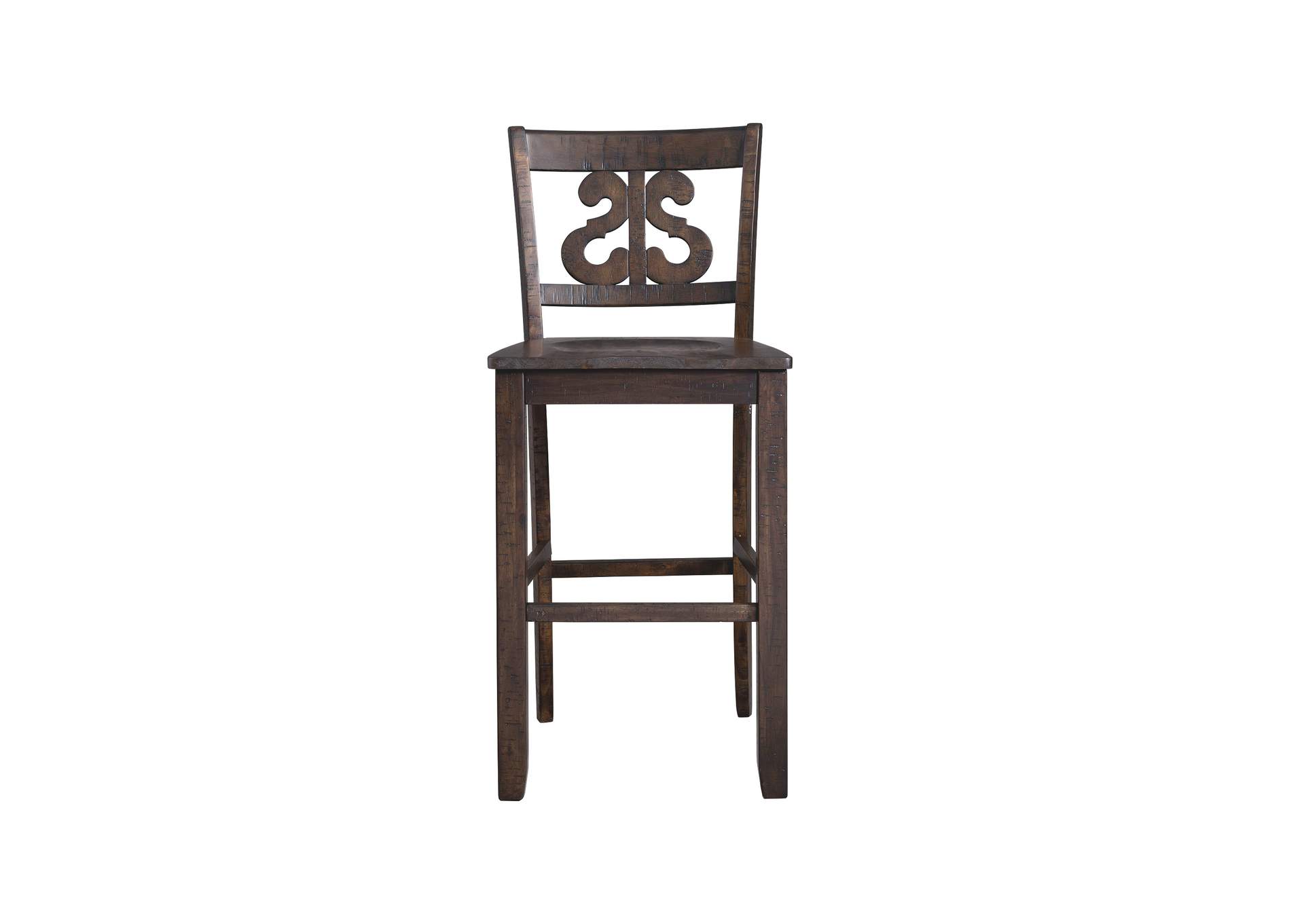 Stone 30 Bar Scroll Back Stool With Wood Seat Charcoal 2 Per Carton,Elements