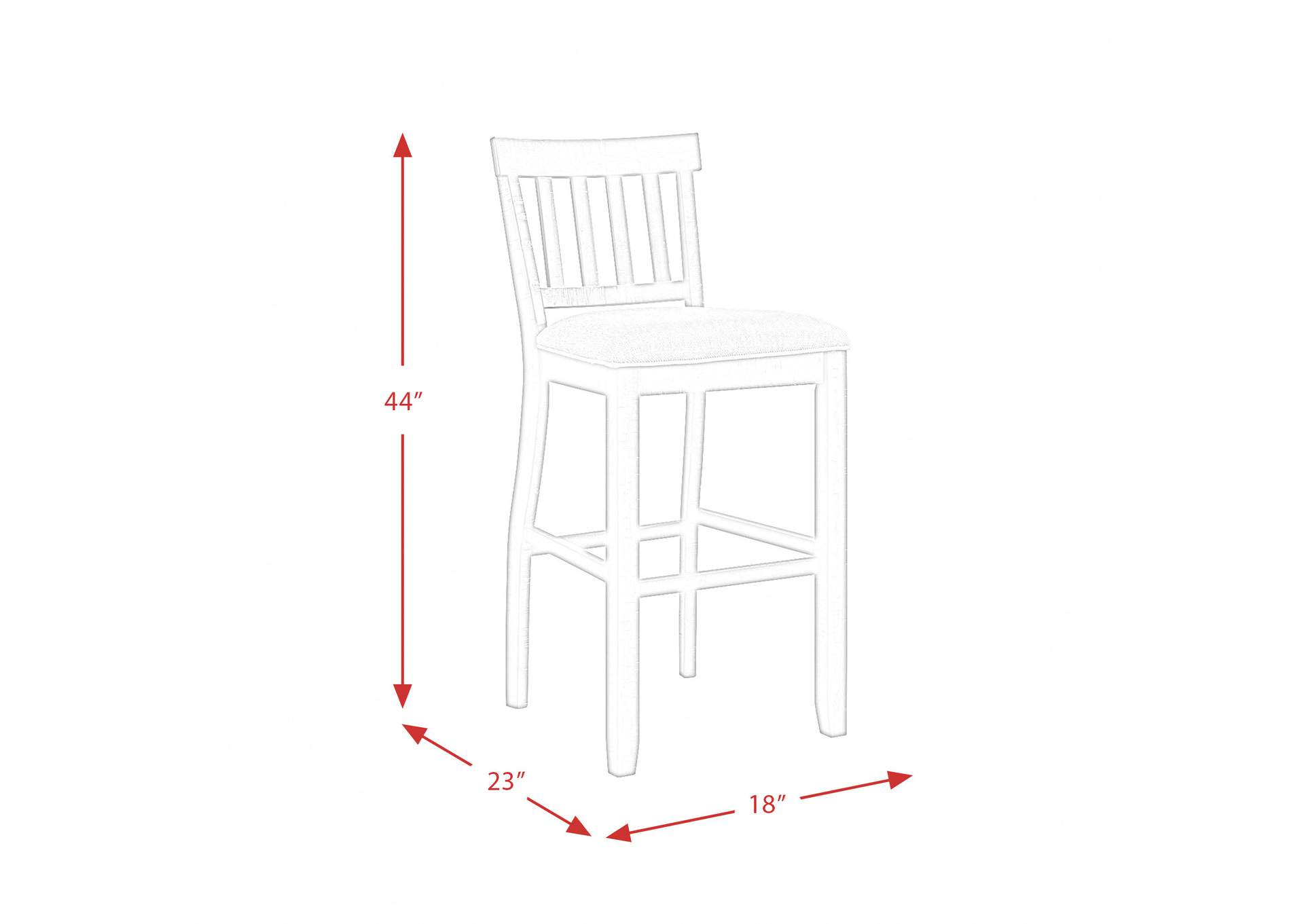 Stone 30 Bar Slat Back Stool With Fabric Seat Charcoal 2 Per Carton,Elements