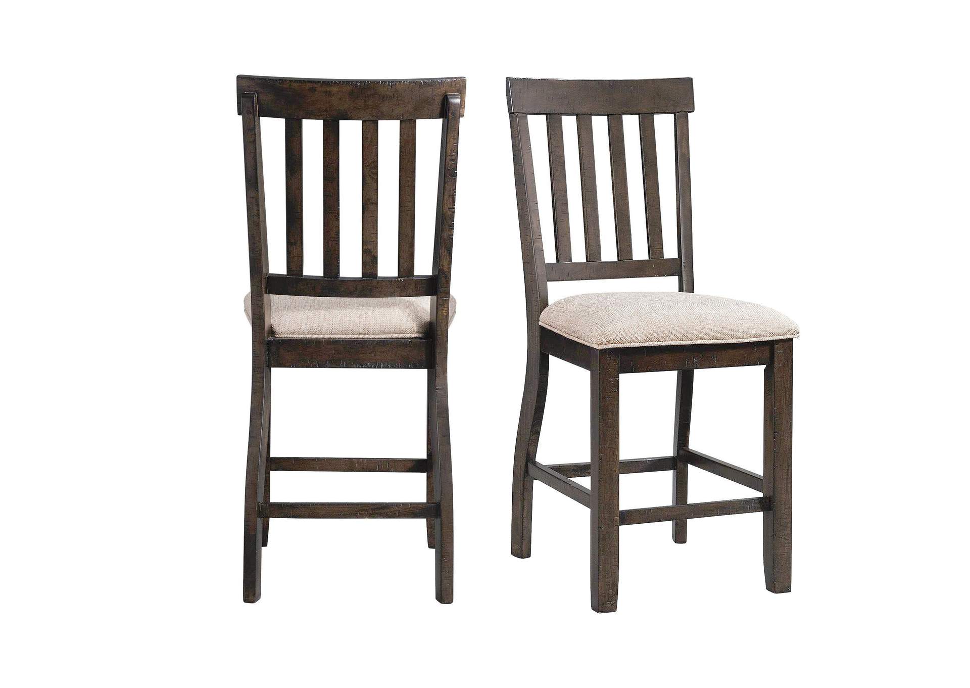 Stone Counter Wooden Slat Back Counter Side Chair Charcoal 2 Per Pack,Elements