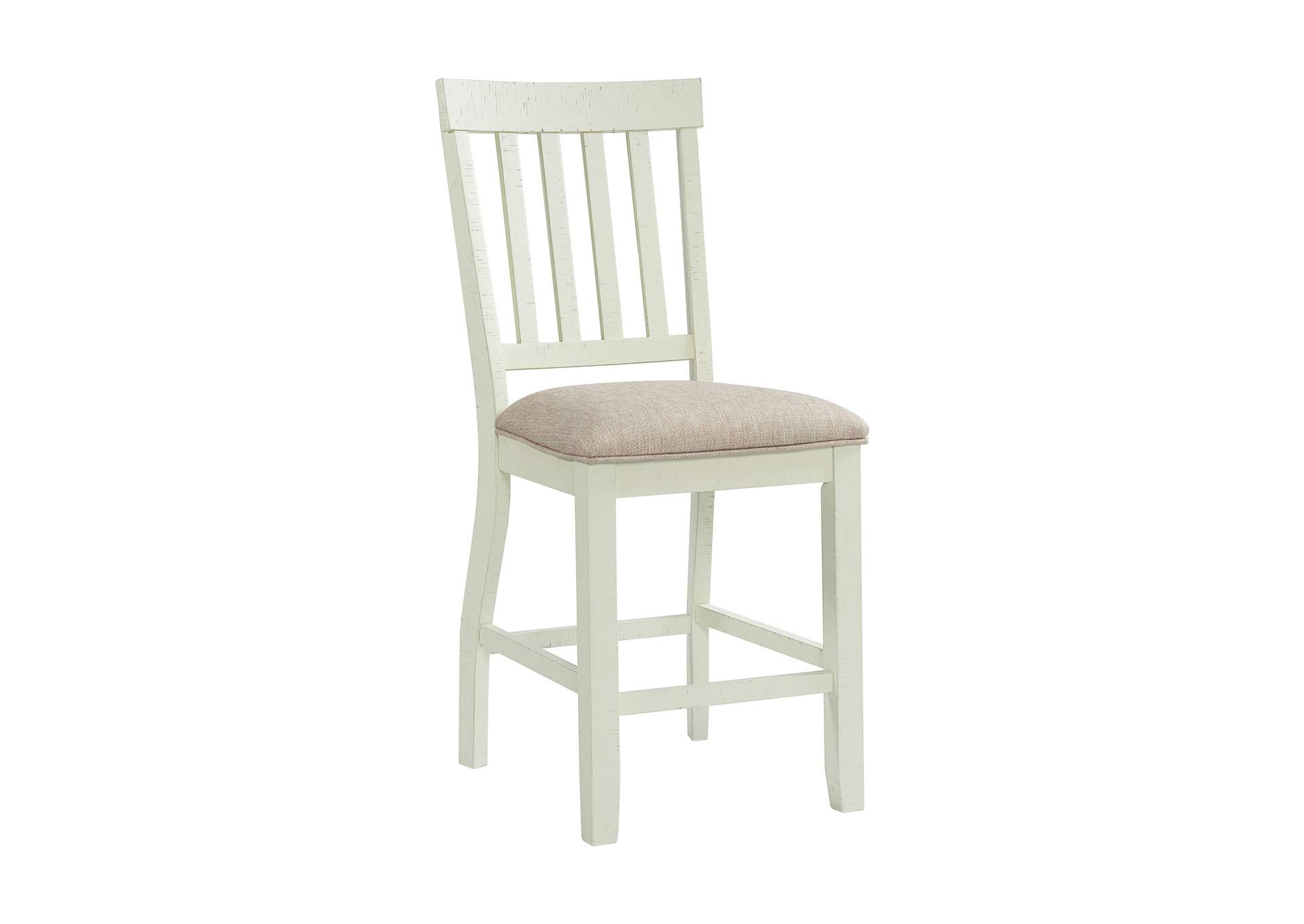 Stone Counter Wooden Slat Back Counter Side Chair In White 2 Per Pack,Elements