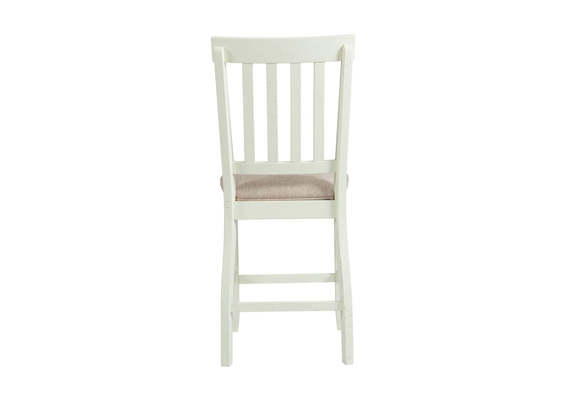 Stone Counter Wooden Slat Back Counter Side Chair In White 2 Per Pack,Elements