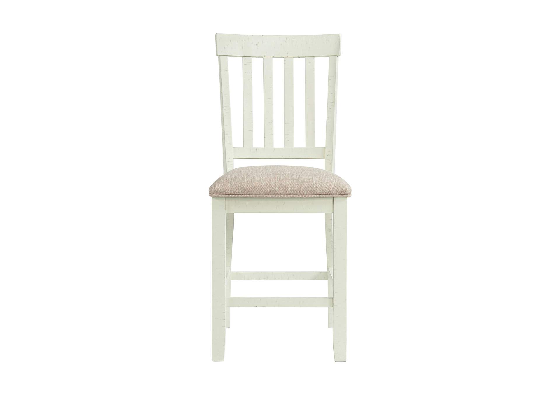 Stone Counter Wooden Slat Back Counter Side Chair In White 2 Per Pack,Elements
