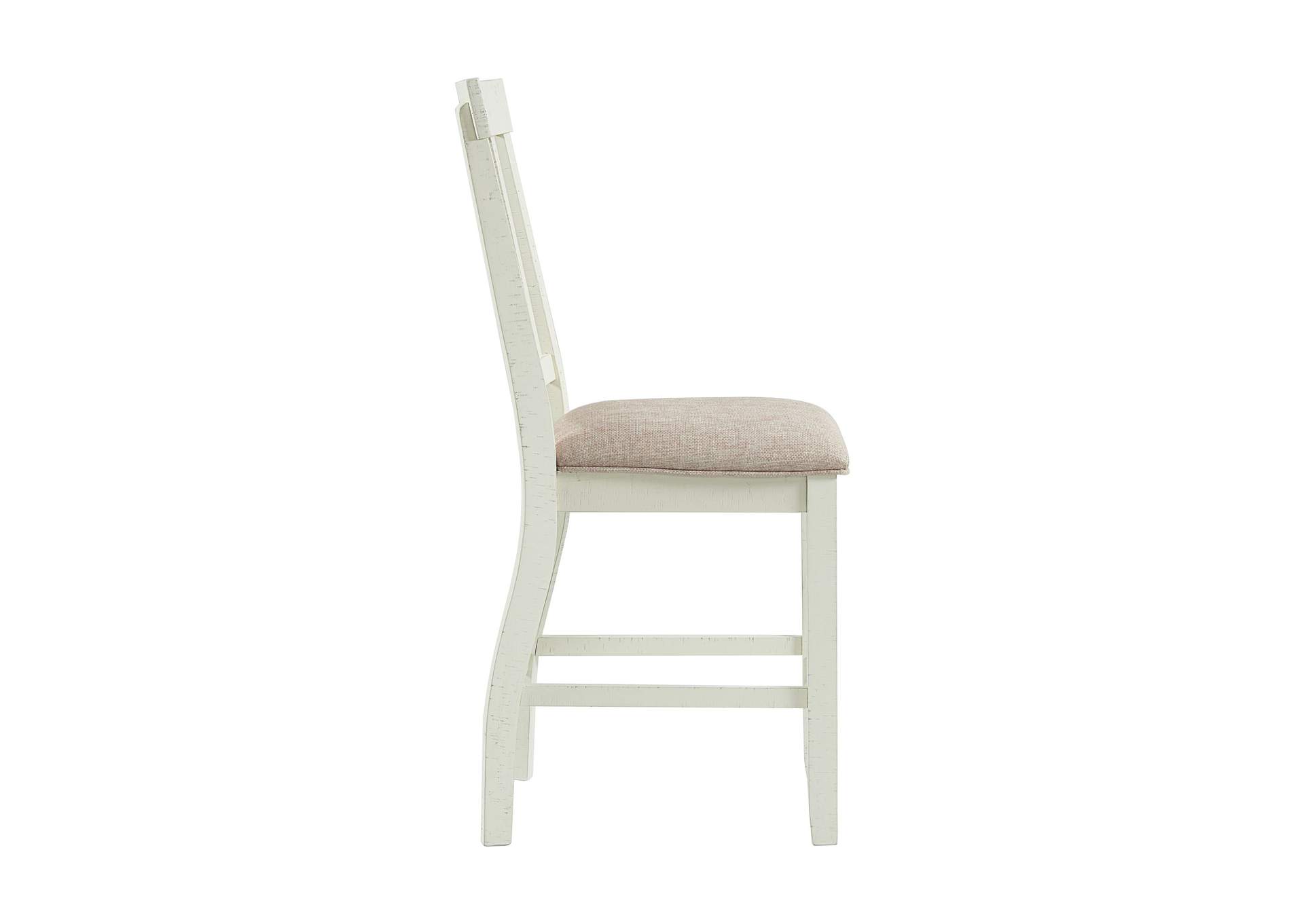 Stone Counter Wooden Slat Back Counter Side Chair In White 2 Per Pack,Elements