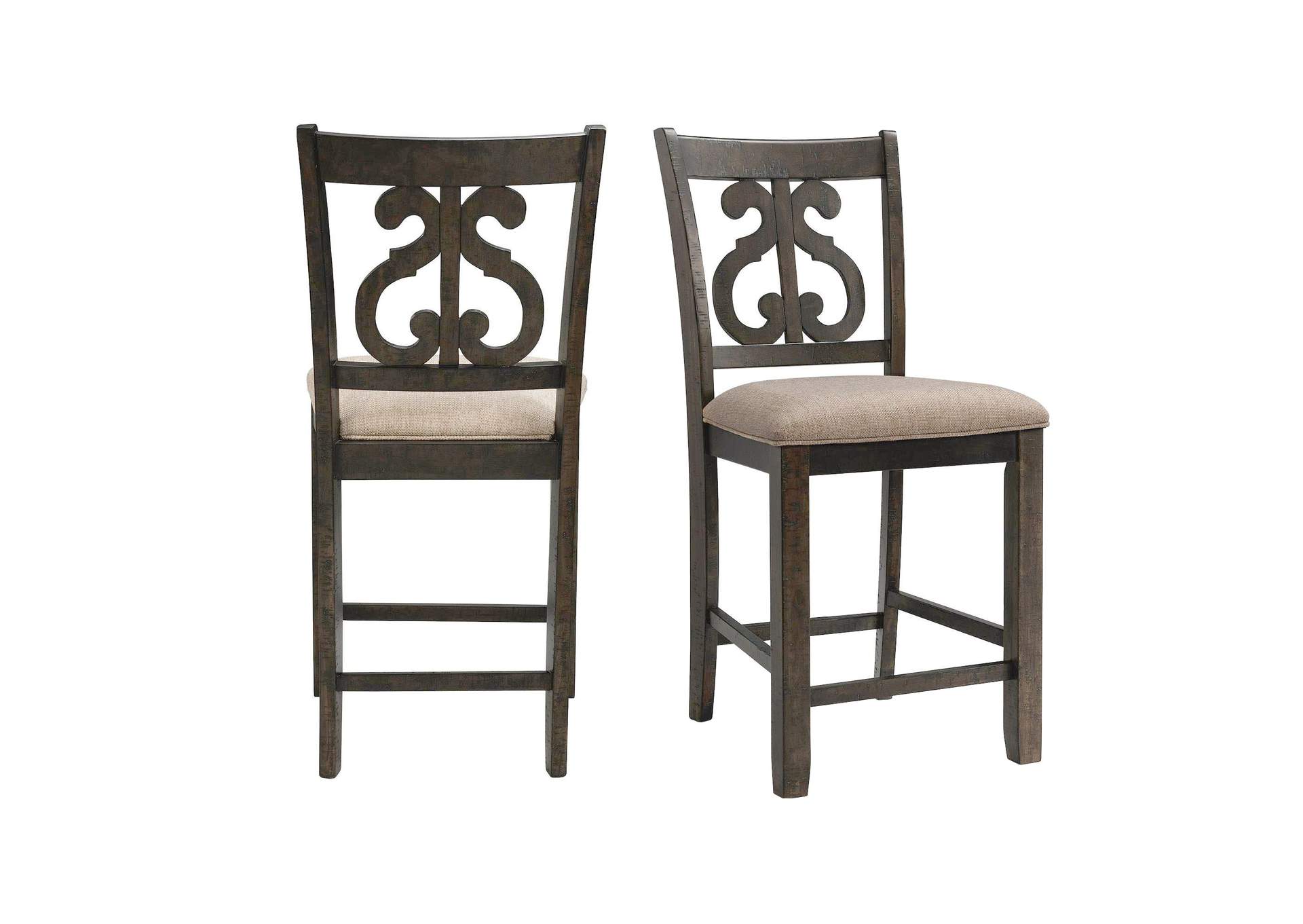 Stone Counter Wooden Swirl Back Side Chair Charcoal 2 Per Pack,Elements