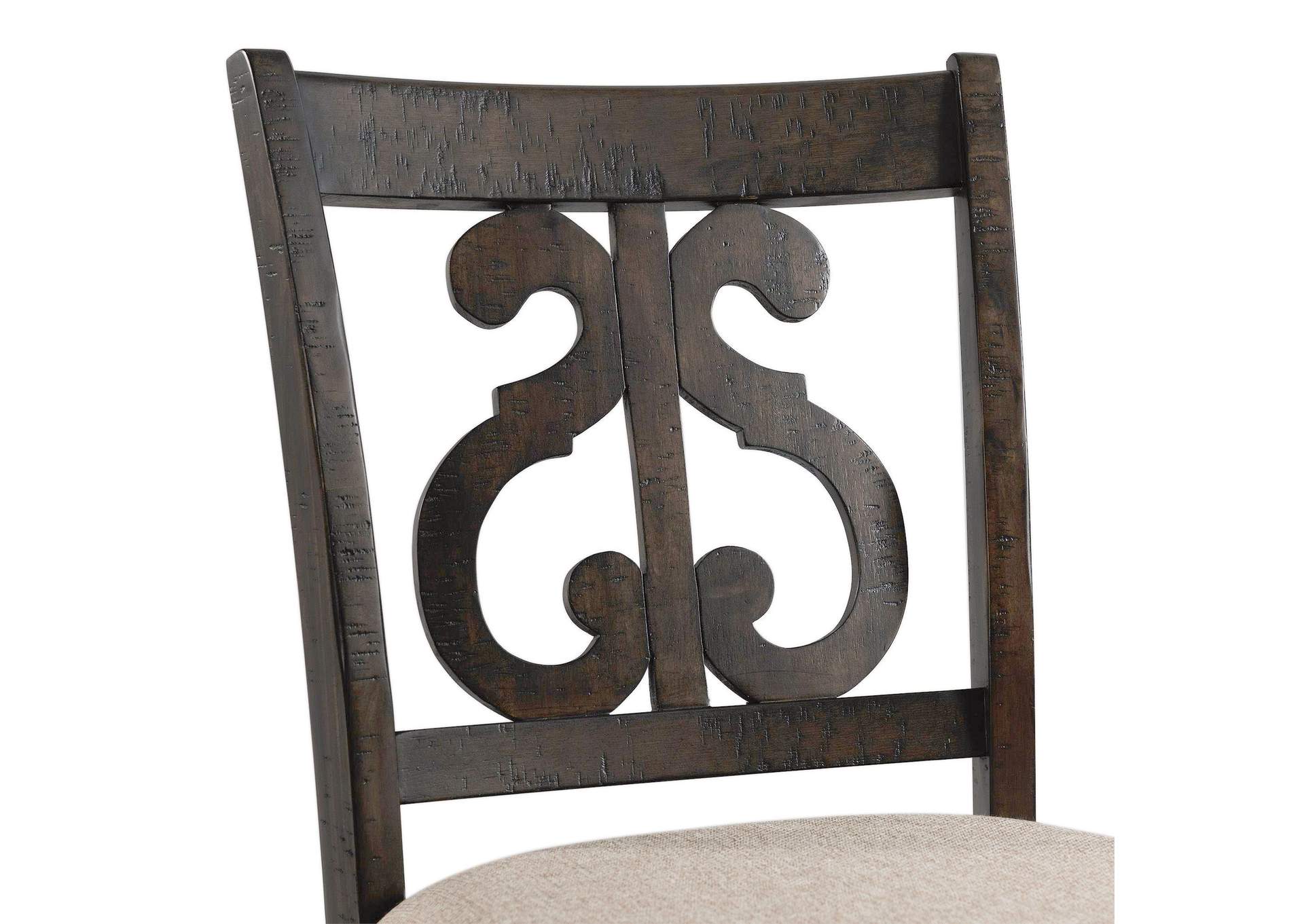 Stone Counter Wooden Swirl Back Side Chair Charcoal 2 Per Pack,Elements