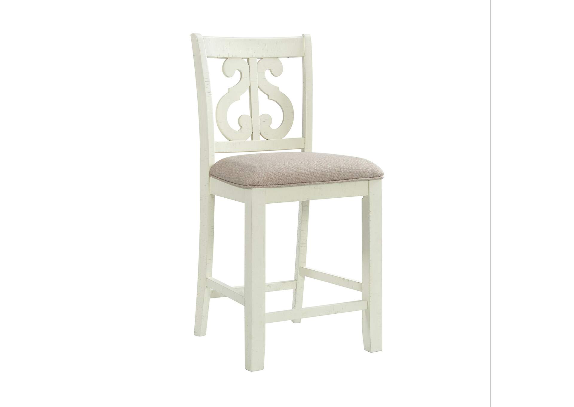 Stone Counter Wooden Swirl Back Side Chair In White 2 Per Pack,Elements