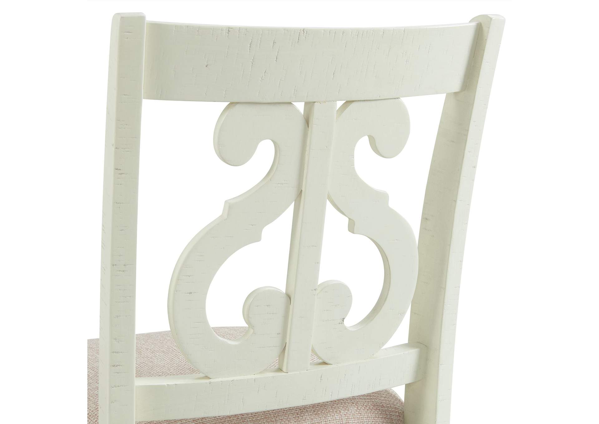 Stone Counter Wooden Swirl Back Side Chair In White 2 Per Pack,Elements