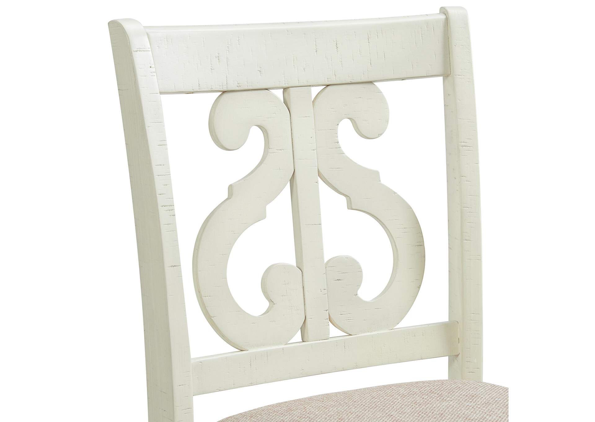 Stone Counter Wooden Swirl Back Side Chair In White 2 Per Pack,Elements