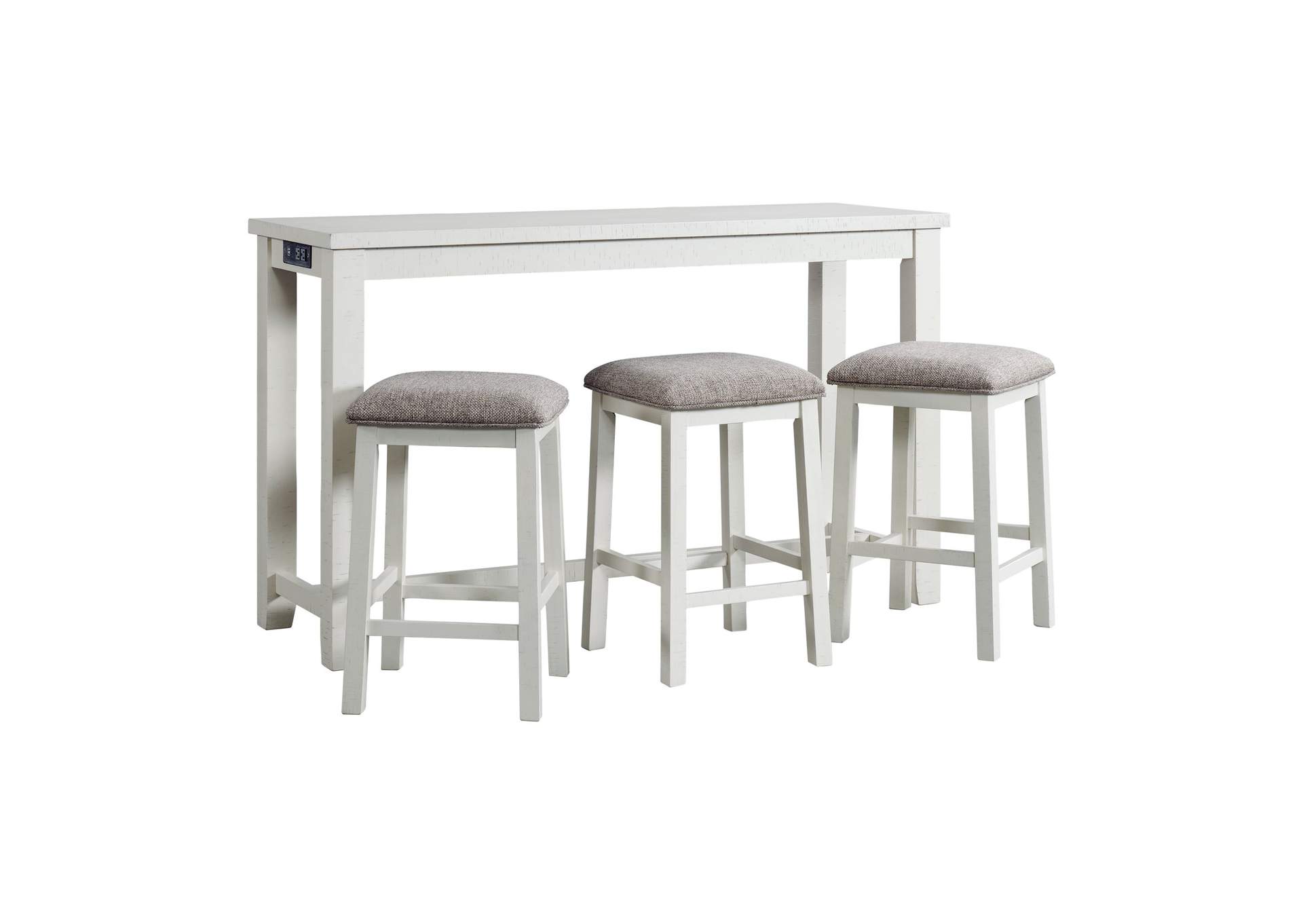 Stone Occasional Bar Table Single Pack In White Table Three Stools,Elements