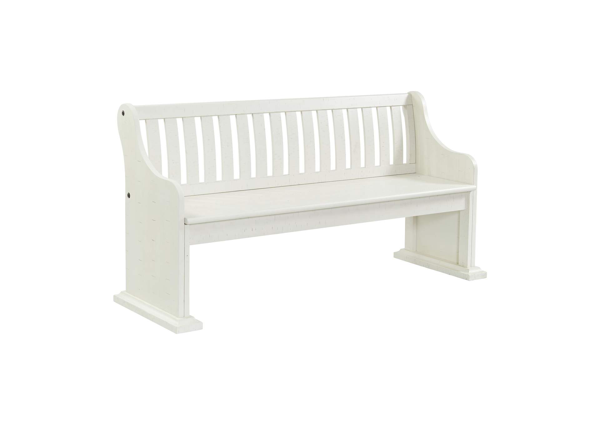 Stone Pew Bench With Storage In White,Elements