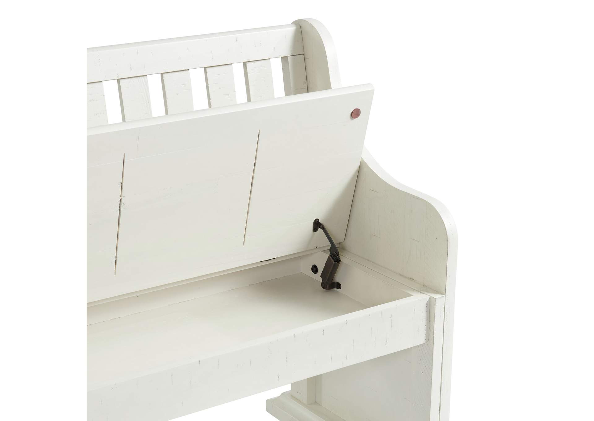 Stone Pew Bench With Storage In White,Elements
