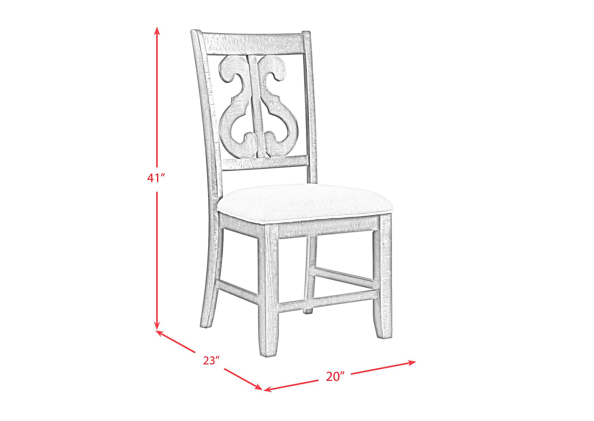 Stone Wooden Swirl Back Side Chair In White 2 Per Pack,Elements