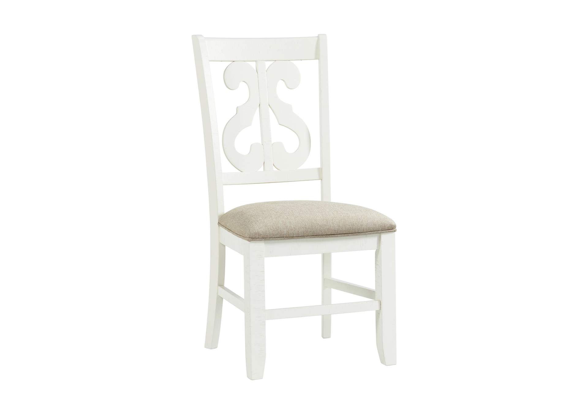 Stone Wooden Swirl Back Side Chair In White 2 Per Pack,Elements
