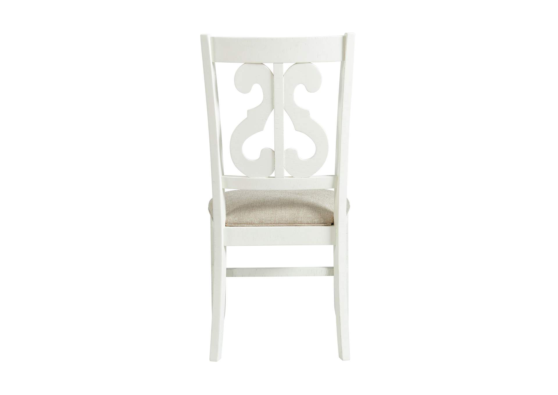 Stone Wooden Swirl Back Side Chair In White 2 Per Pack,Elements