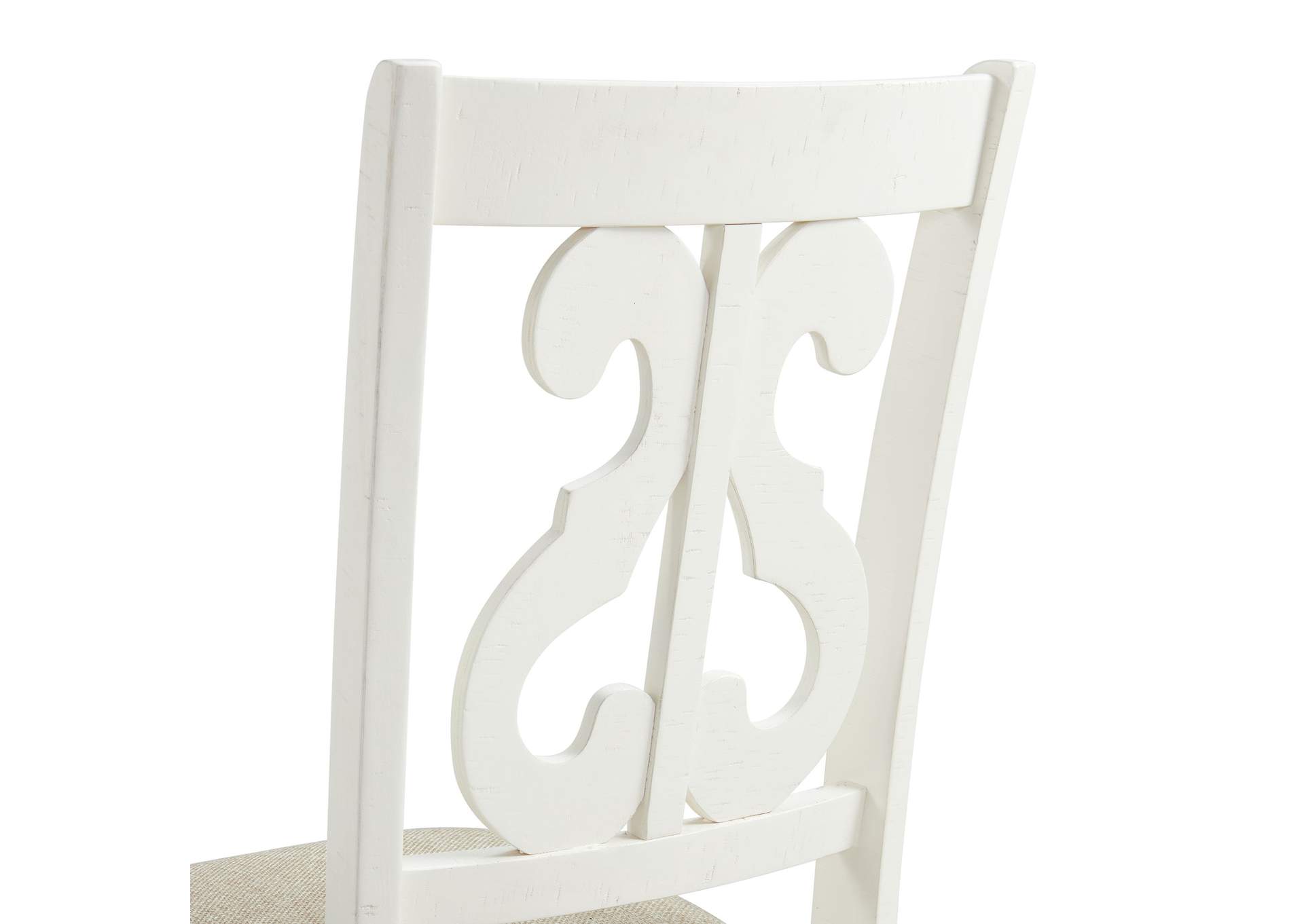 Stone Wooden Swirl Back Side Chair In White 2 Per Pack,Elements