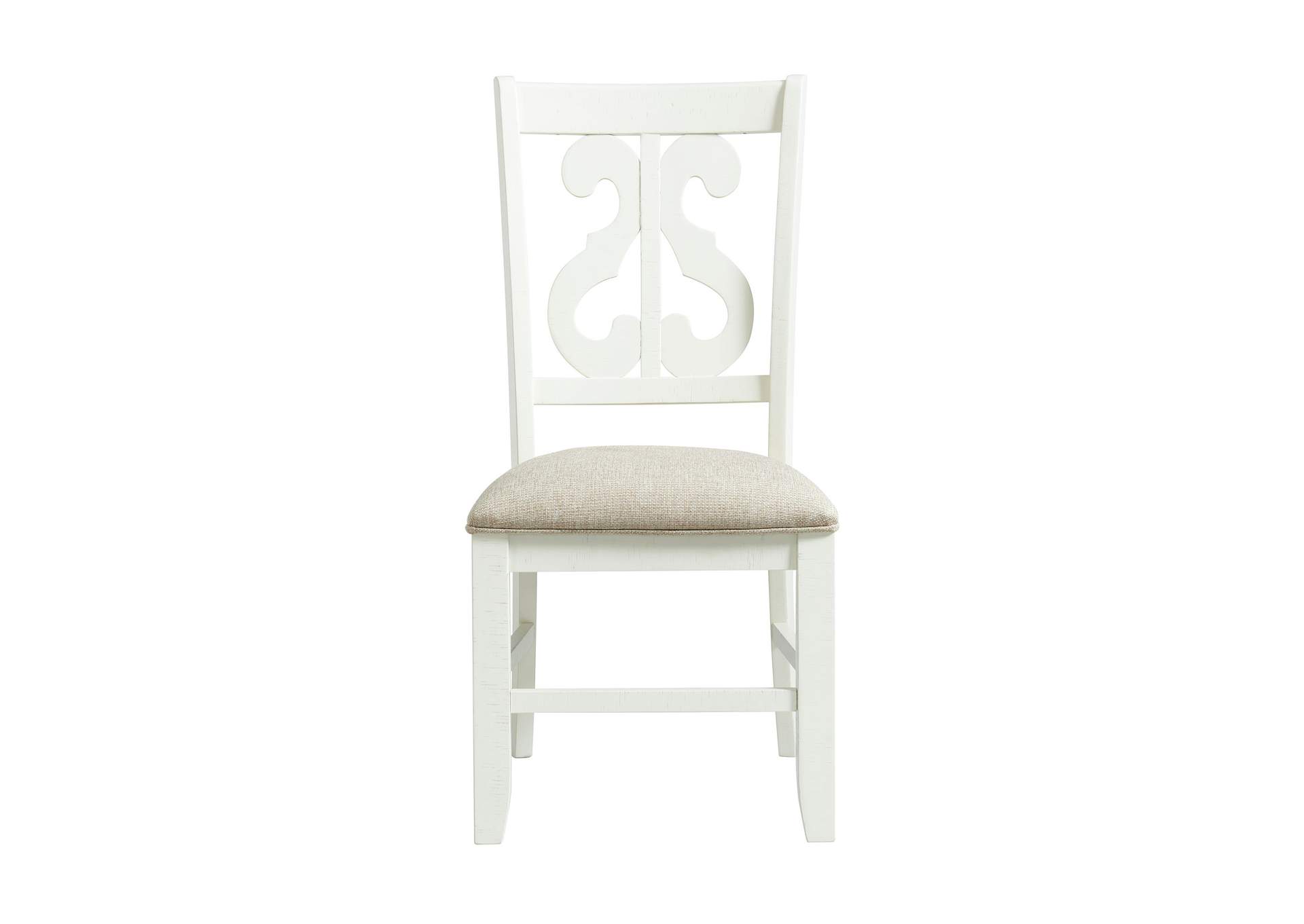 Stone Wooden Swirl Back Side Chair In White 2 Per Pack,Elements