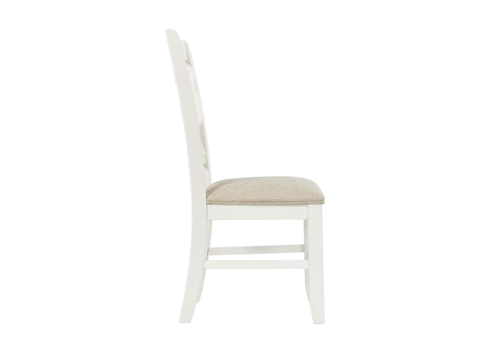Stone Wooden Swirl Back Side Chair In White 2 Per Pack,Elements