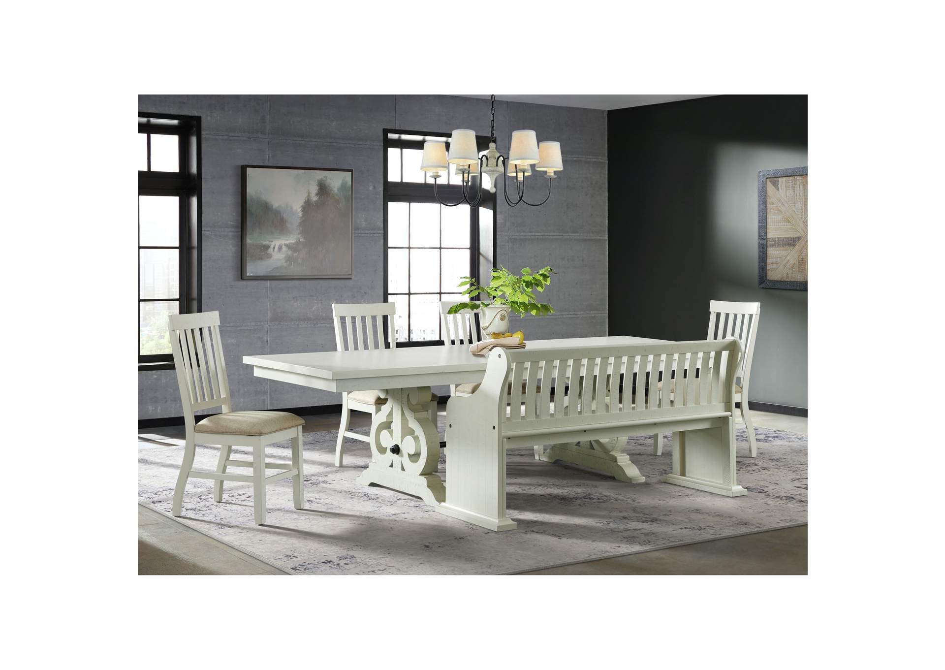 Dining table with pew bench sales