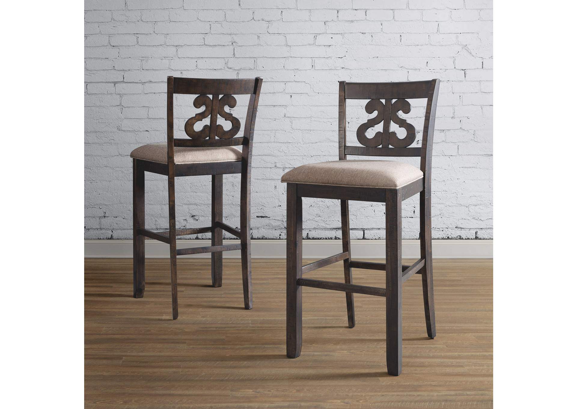 Stone 30 Bar Scroll Back Stool With Fabric Seat Charcoal 2 Per Carton,Elements