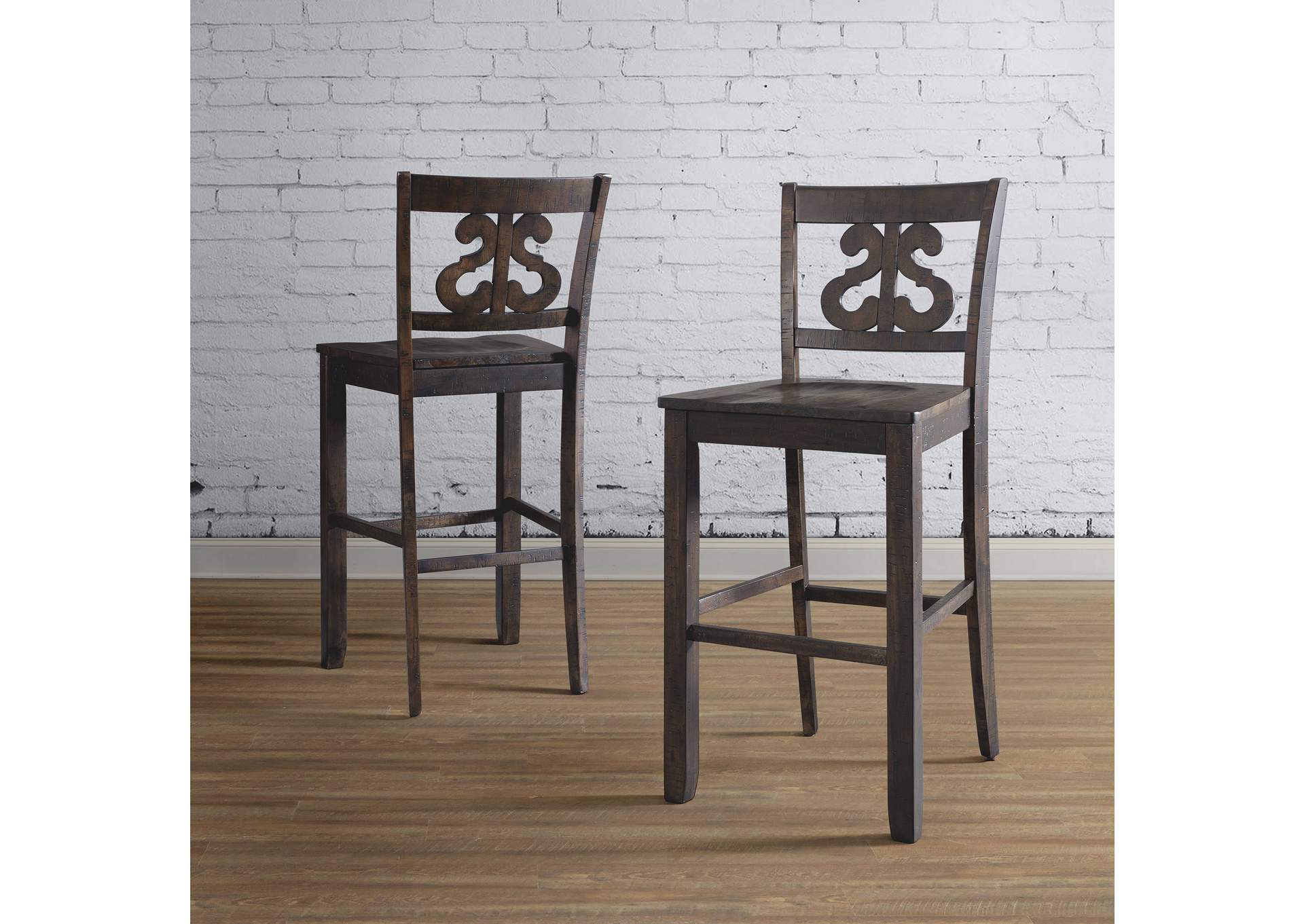 Stone 30 Bar Scroll Back Stool With Wood Seat Charcoal 2 Per Carton,Elements