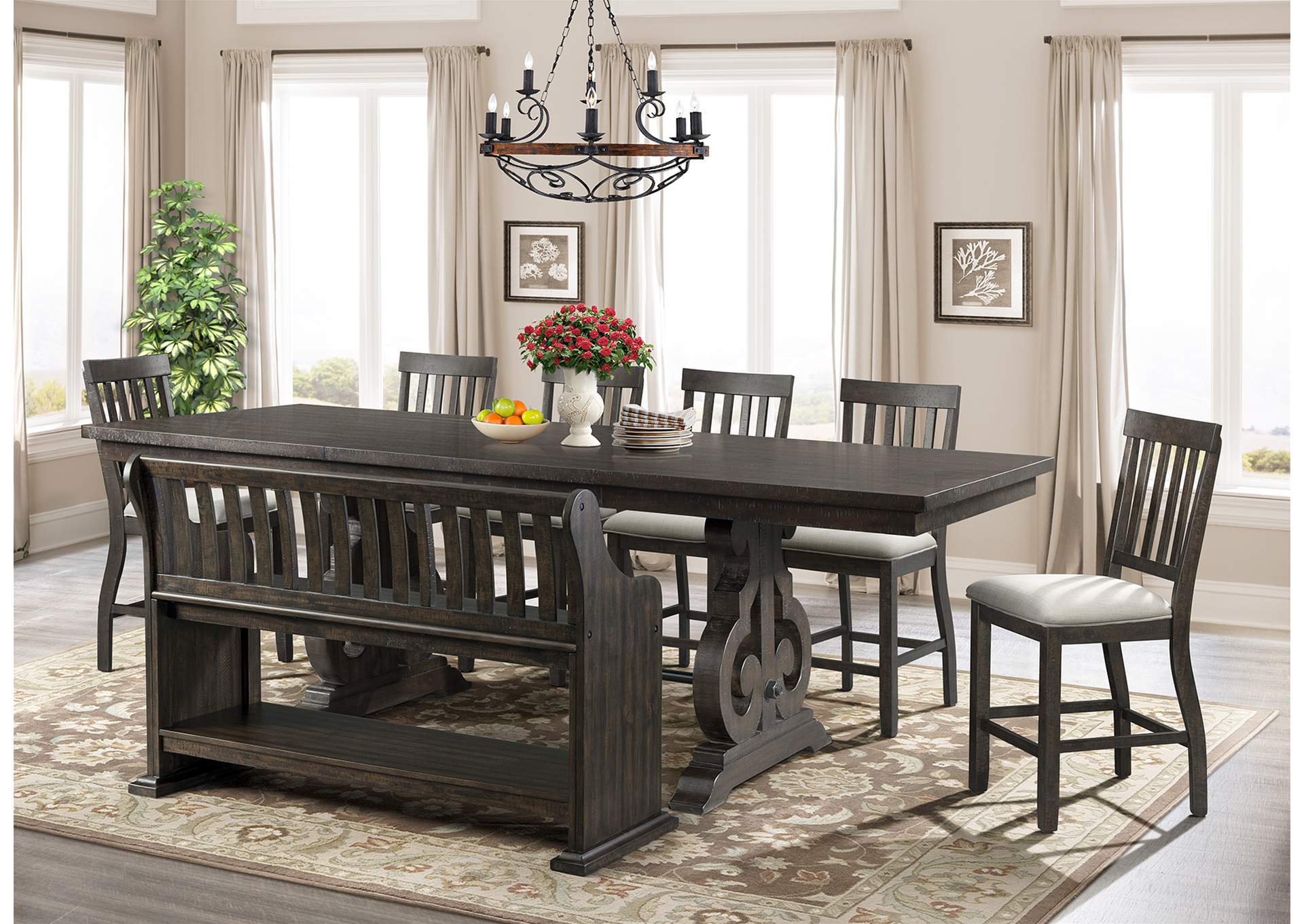 Stone Counter Pew Bench Charcoal,Elements