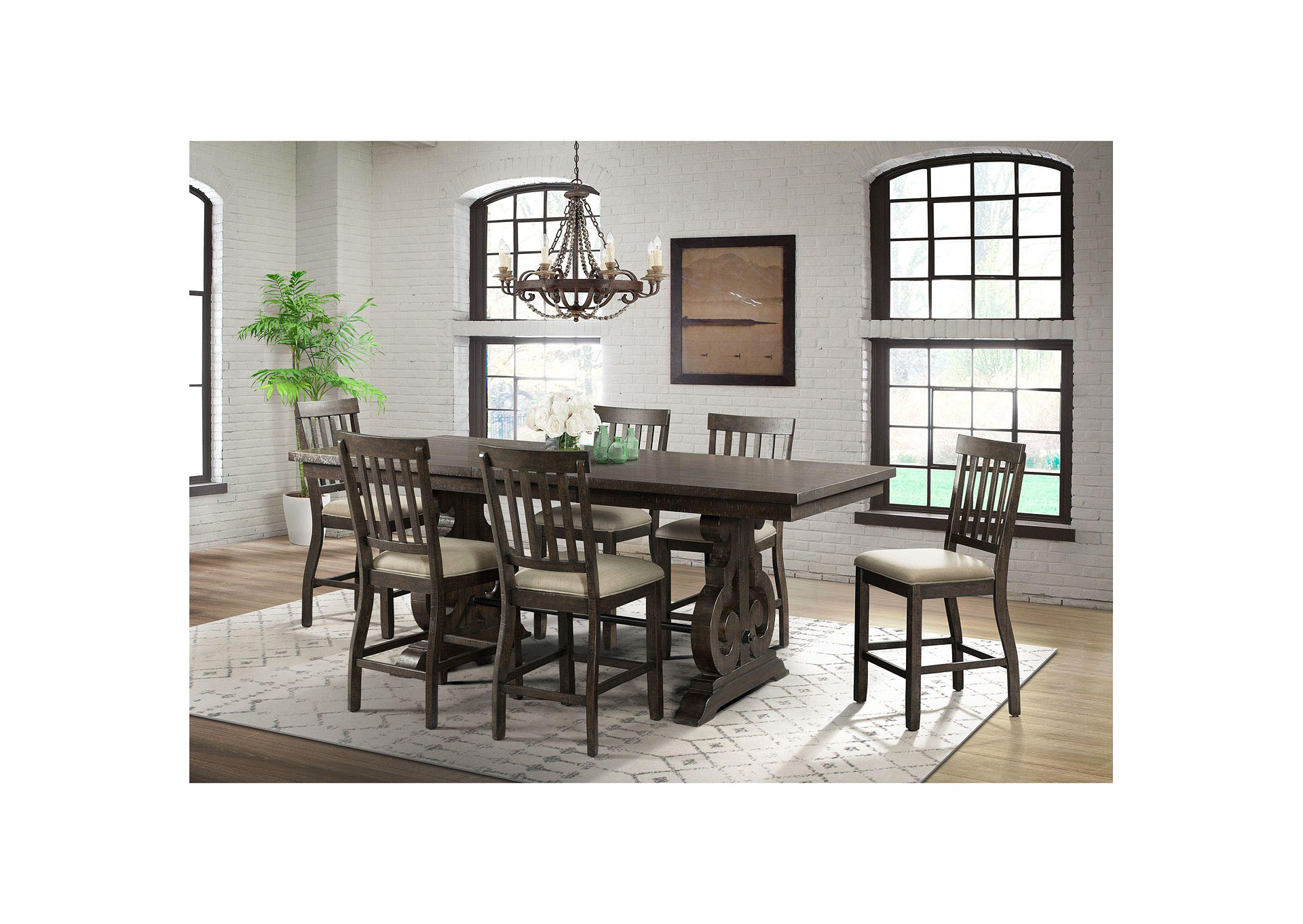 Stone Counter Wooden Slat Back Counter Side Chair Charcoal 2 Per Pack,Elements