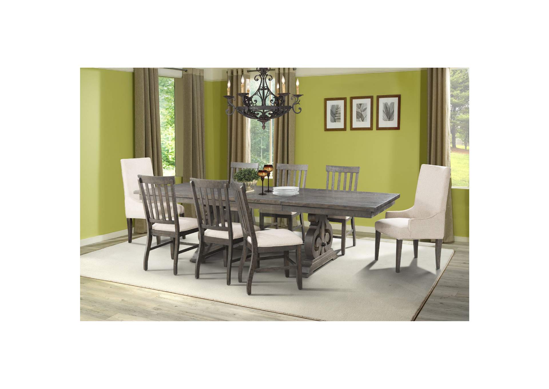 Stone Dining 7 Piece Set - Table 4 Side Chairs 2 Parson Chairs,Elements