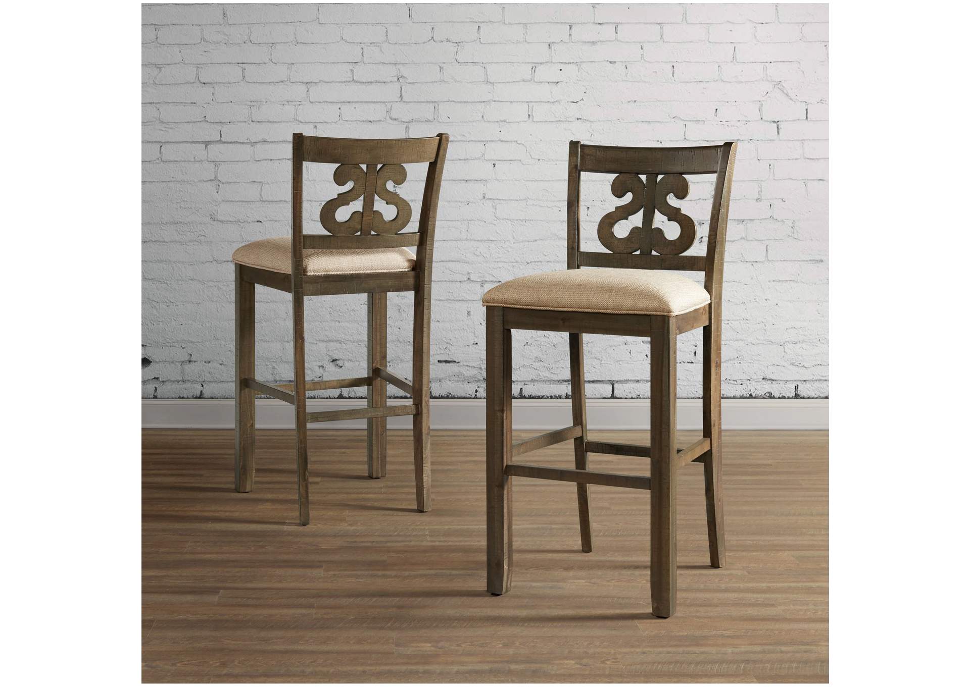Stone 30 Bar Scroll Back Stool With Fabric Seat Grey 2 Per Carton,Elements