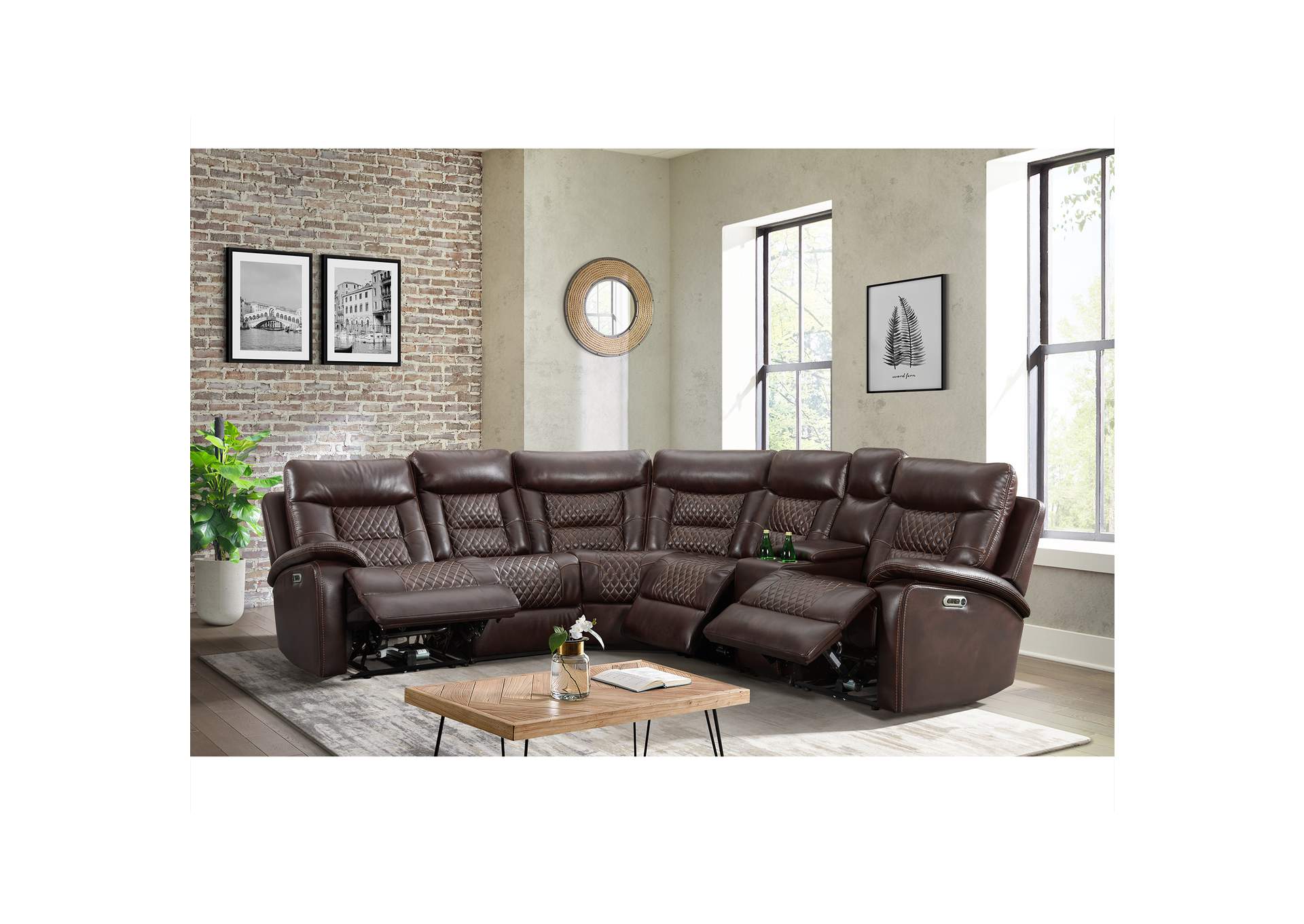 Trinidad 3 Piece Living Room Set In Pebble Brown - Sofaloveseat Recliner,Elements