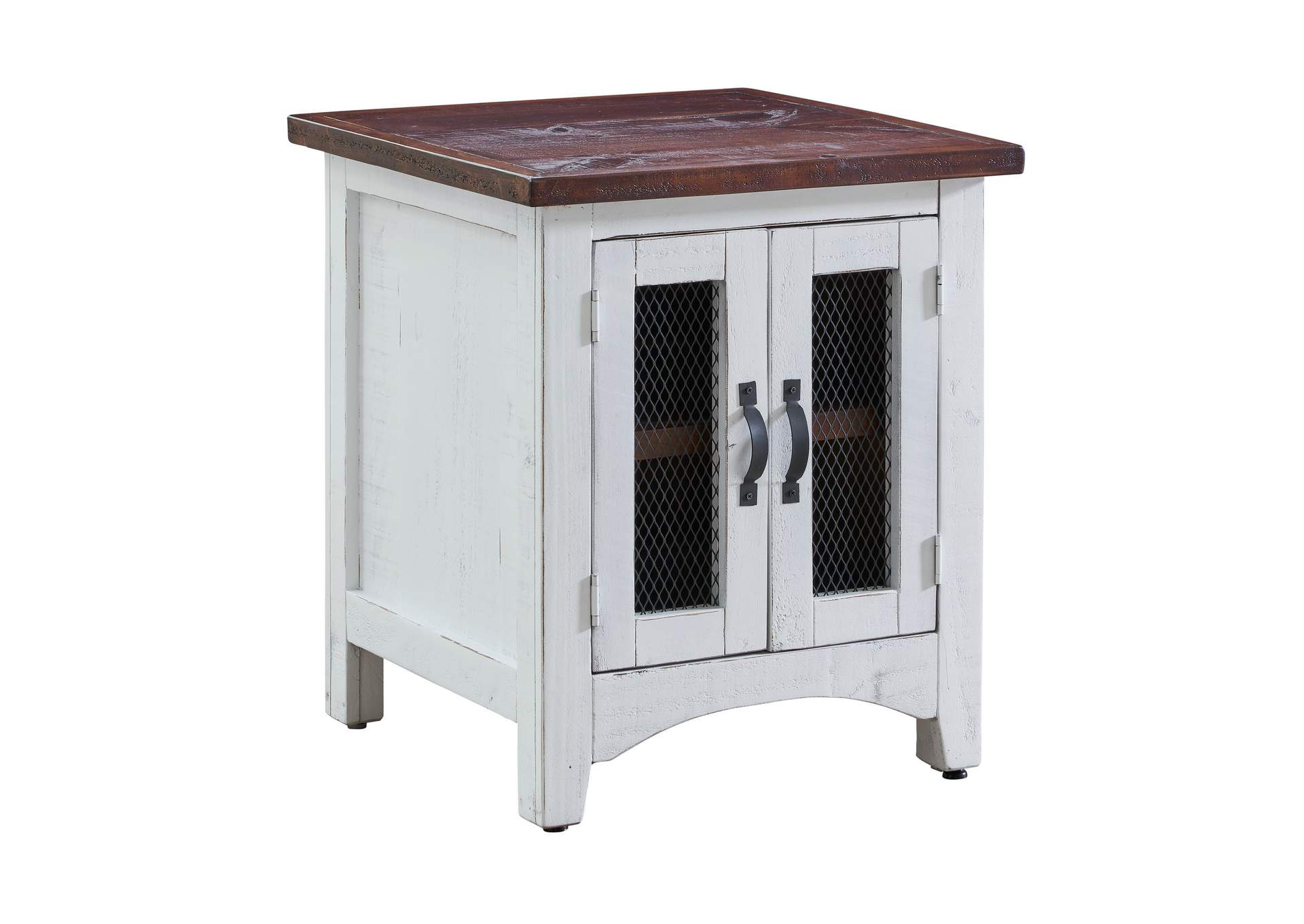 Thomas End Table White With Brown Top,Elements